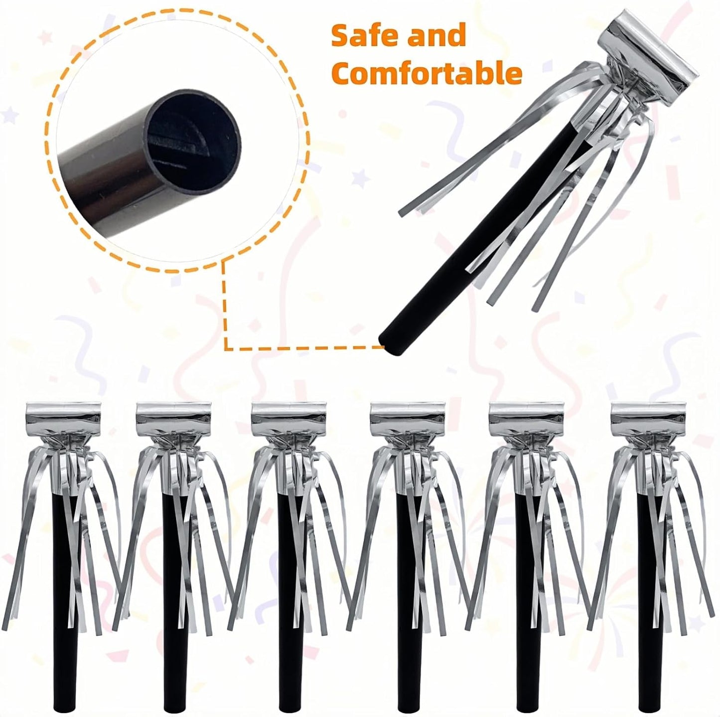 48 Pieces Party Squawkers Christmas Party Blowers Noise Makers for New Year Party Favor Supplies, Silver