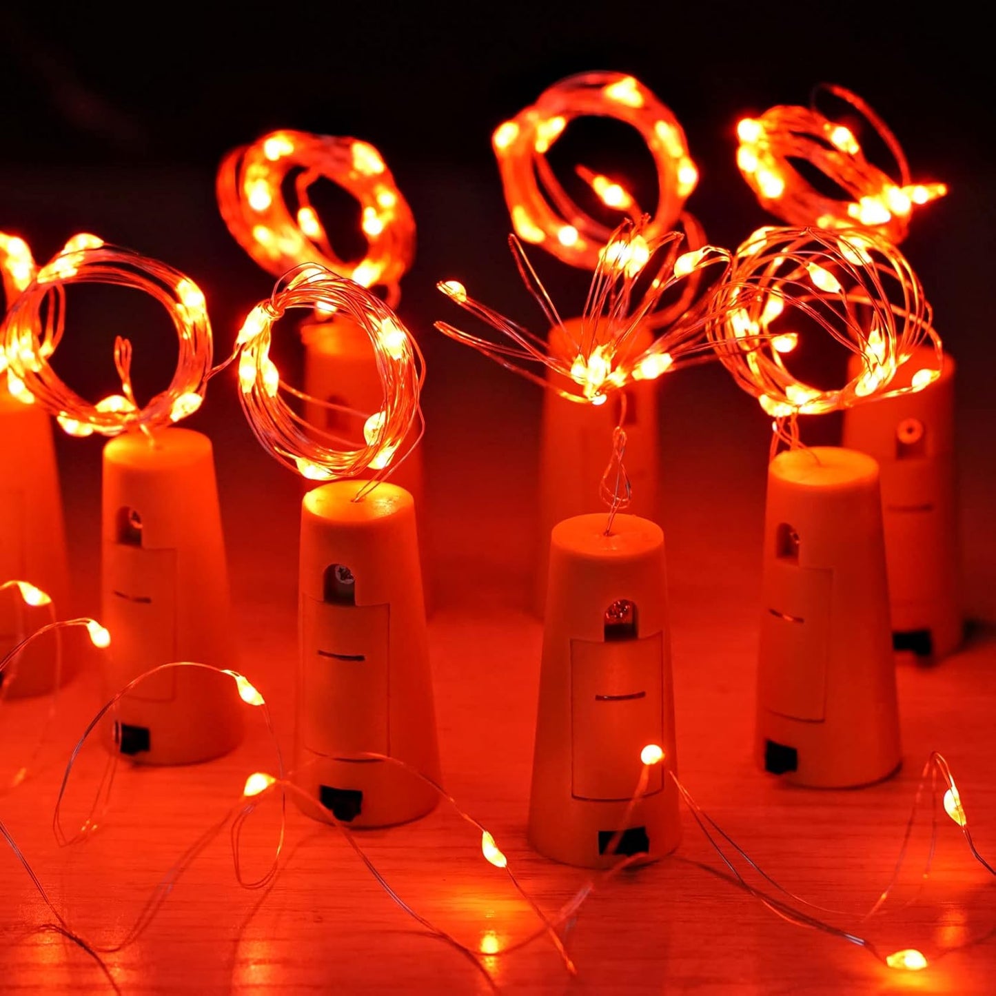 Wine Bottle Cork Lights 15Pack 10 LED 40 Inches Battery Operated Silver Wire Liquor Bottle Fairy Mini String Lights for Party Christmas Halloween Wedding Decoration (Red)