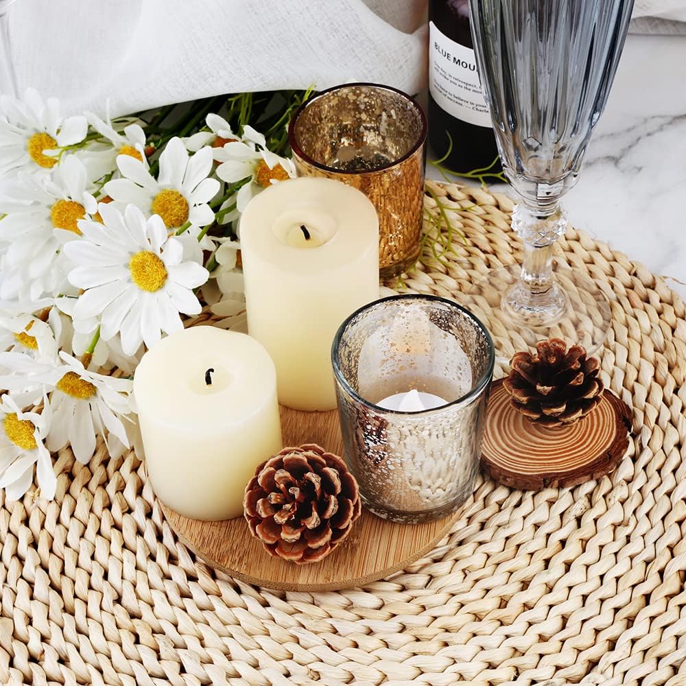 Silver Mercury Glass Tea Light Holders Set of 36 - Elegant Votive Candle Holders for Weddings, Showers and Home Decor - Perfect for Table Centerpieces and Parties (Glass, Silver)