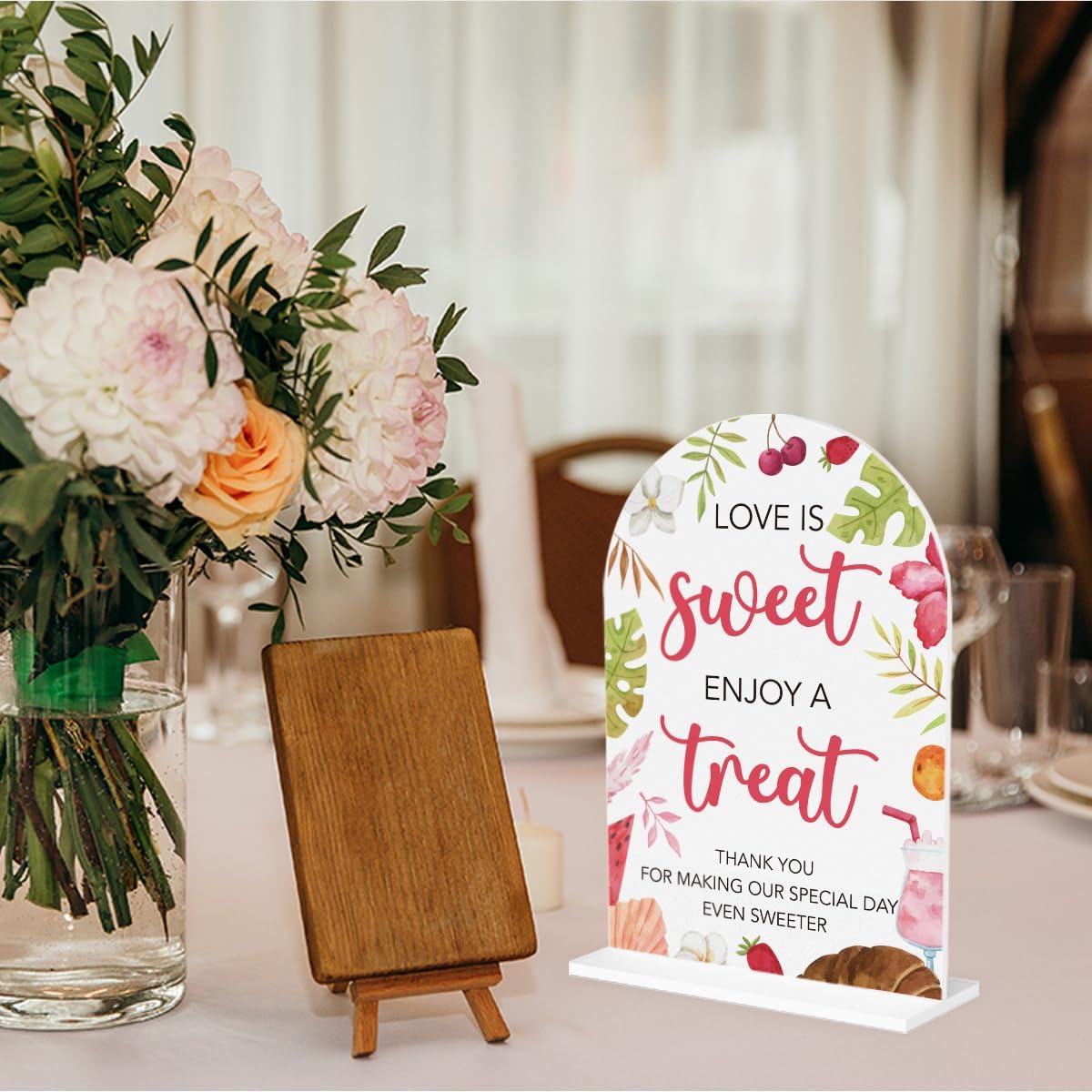 Love Is Sweet Sign for Dessert Table Acrylic Arch Wedding Dessert Table Decor Wedding Bridal Shower Welcome Signs for Ceremony and Reception 7 x 5 Inches
