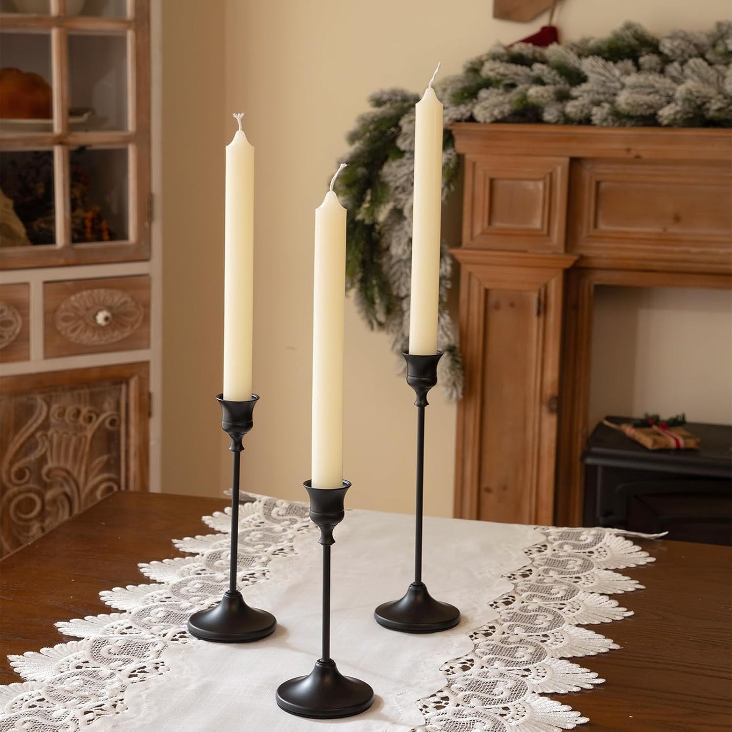 CHILL RECIPE Black Candlestick Holder Tall Taper Candle Holder for Home Decor Table Centerpiece Party Festival Decorations Halloween Decoration (1 Set 3Pcs)