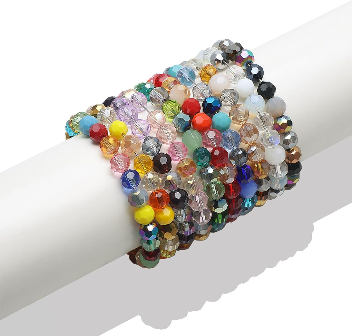 100PCS 8MM Crystal Glass Beads for Jewelry Making Pink Series Rondelle Facted Crystal Glass Beads for Bracelet Making Round Glass Spacer Beads for DIY Crafts Wind Chimes Suncatchers