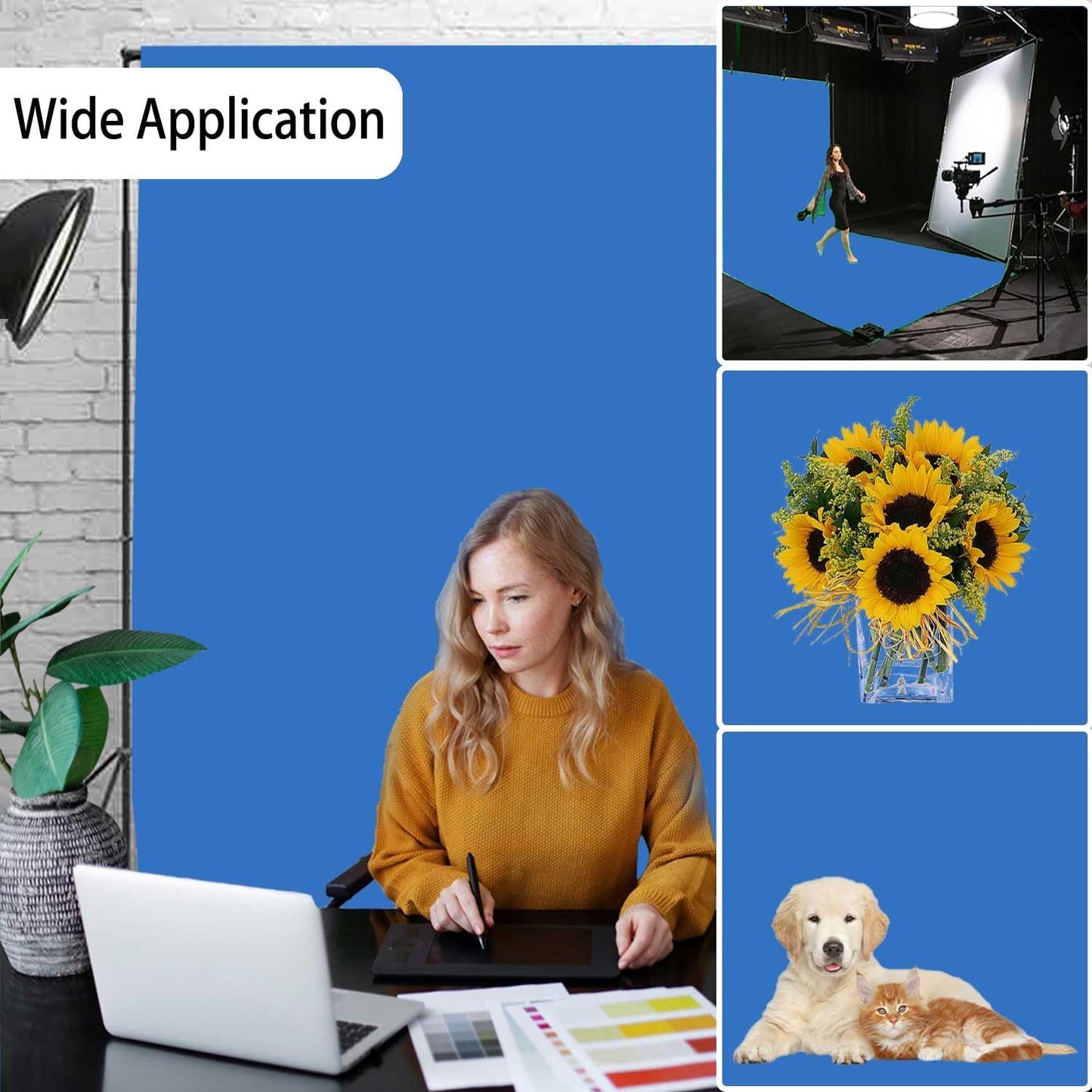 Royal Blue Backdrop, Photo Booth Portrait Photography Backdrops, Studio Blue Screen Backdrop for Photoshoot Streaming Video Shooting, Photo Backdrop 10x20ft