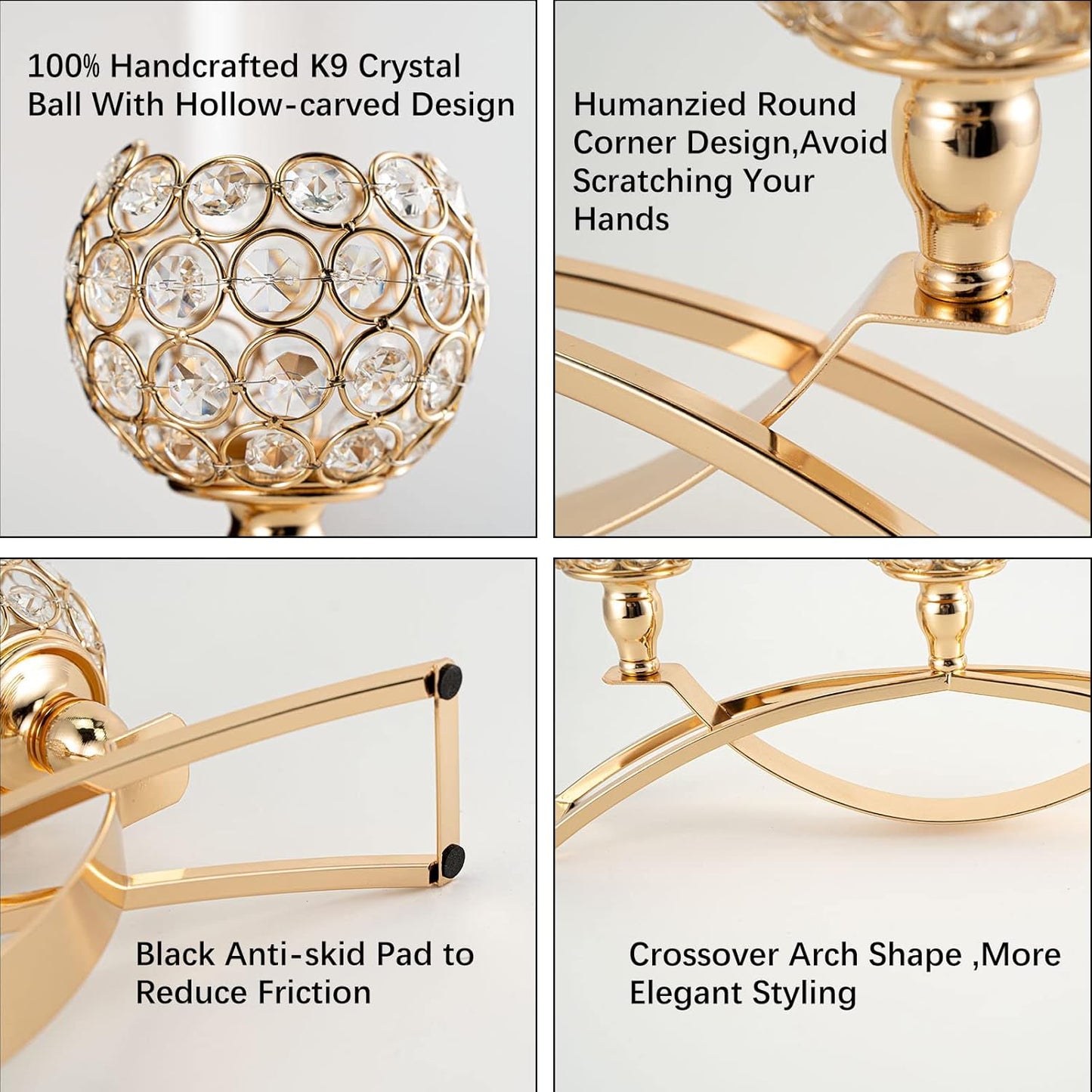 VINCIGANT Candle Stick Holder Decor Gold Candle Holders for Wedding,3-Candle Candelabras for Christmas Party Dinning Room Table Centerpiece,Gift Boxed for Thanksgiving