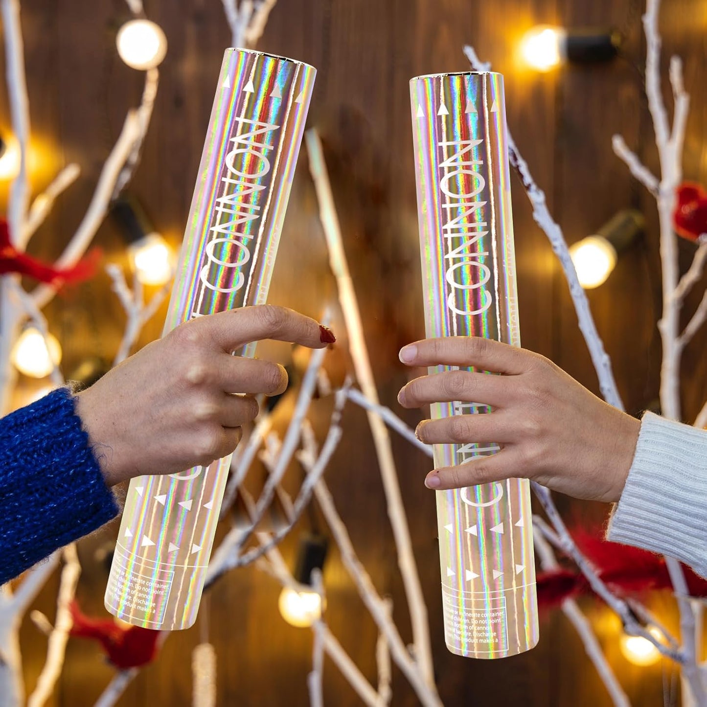 Confetti Cannon 12 Pack Sliver Confetti Poppers 12 Inch Streamer Cannon Foil Party Poppers Confetti Shooters Silver Mylar Popper Cannon Bulk for Wedding,Birthday,Graduations New Year Celebration