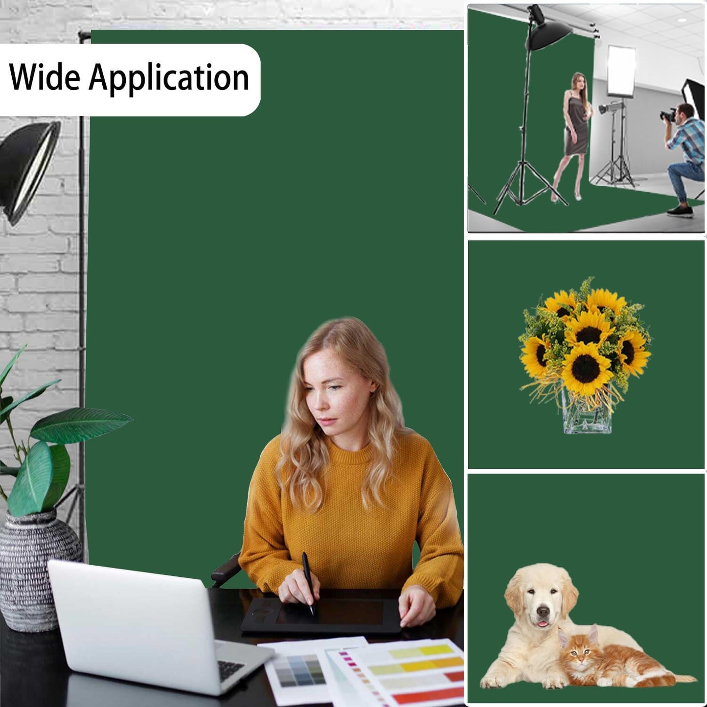 Dark Green Photography Backdrop for Photoshoot, Photo Backdrop Curtain, Perfect Dark Green Backdrops for Party Portrait Photoshoots Video Studio 10FTx10FT