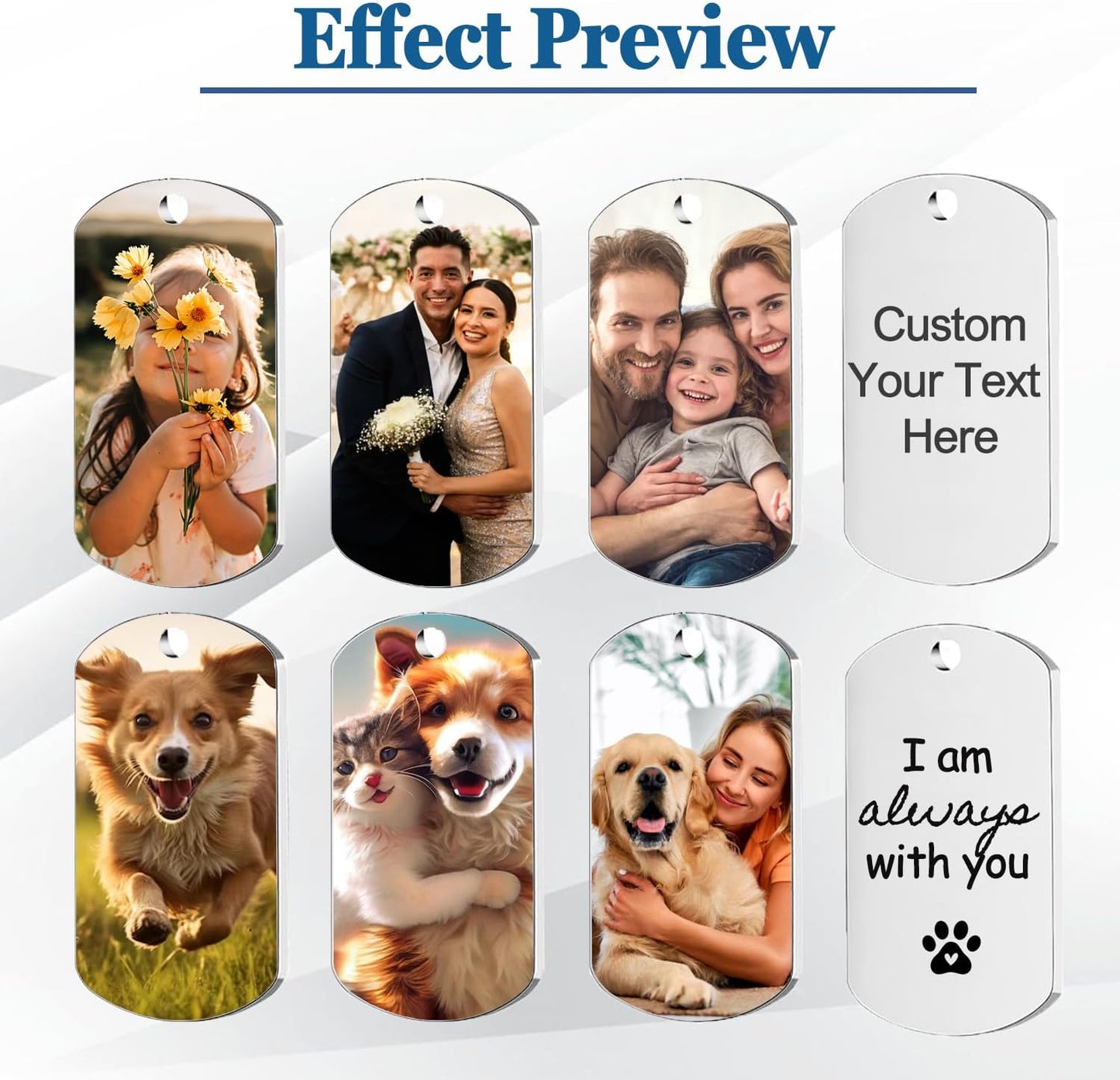 Custom Keychain with Picture, Personalized Keychain with Engraved Photo/Text, Gifts for Family and Friends