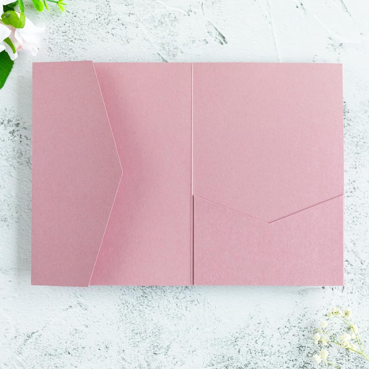 20 PCS Dusty Rose Tri-fold Laser Cut Wedding Invitation Pockets for 5x7 Wedding Cards Bridal Shower Engagement Quinceanera Invitation