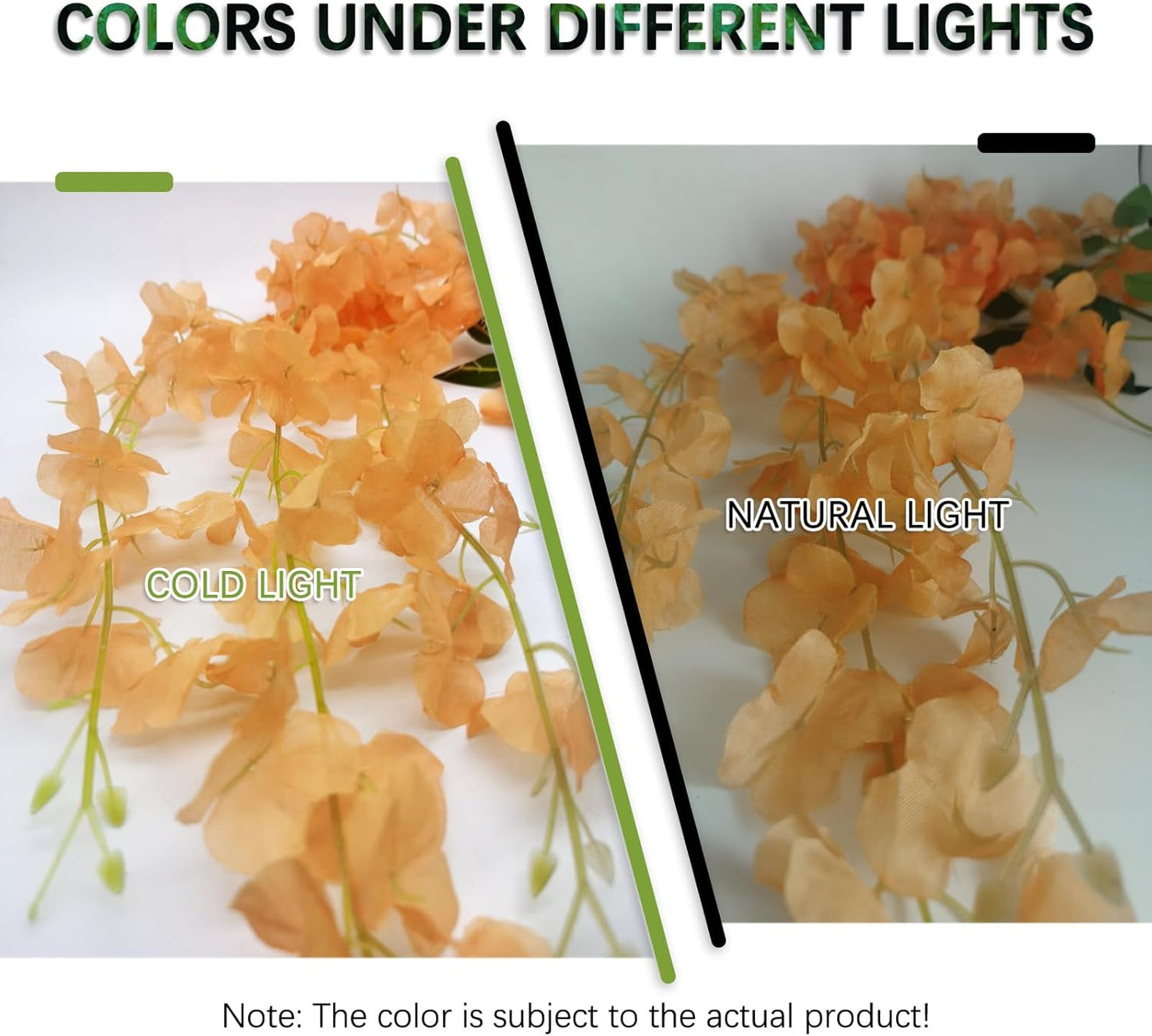 24 Pack Orange Wisteria Hanging Flowers Garland, 3.77 Feet Artificial Flower Vines, Fake Wisteria, Artificial Vines Hanging Garland for Backdrop Outdoor Yard Garden Decor