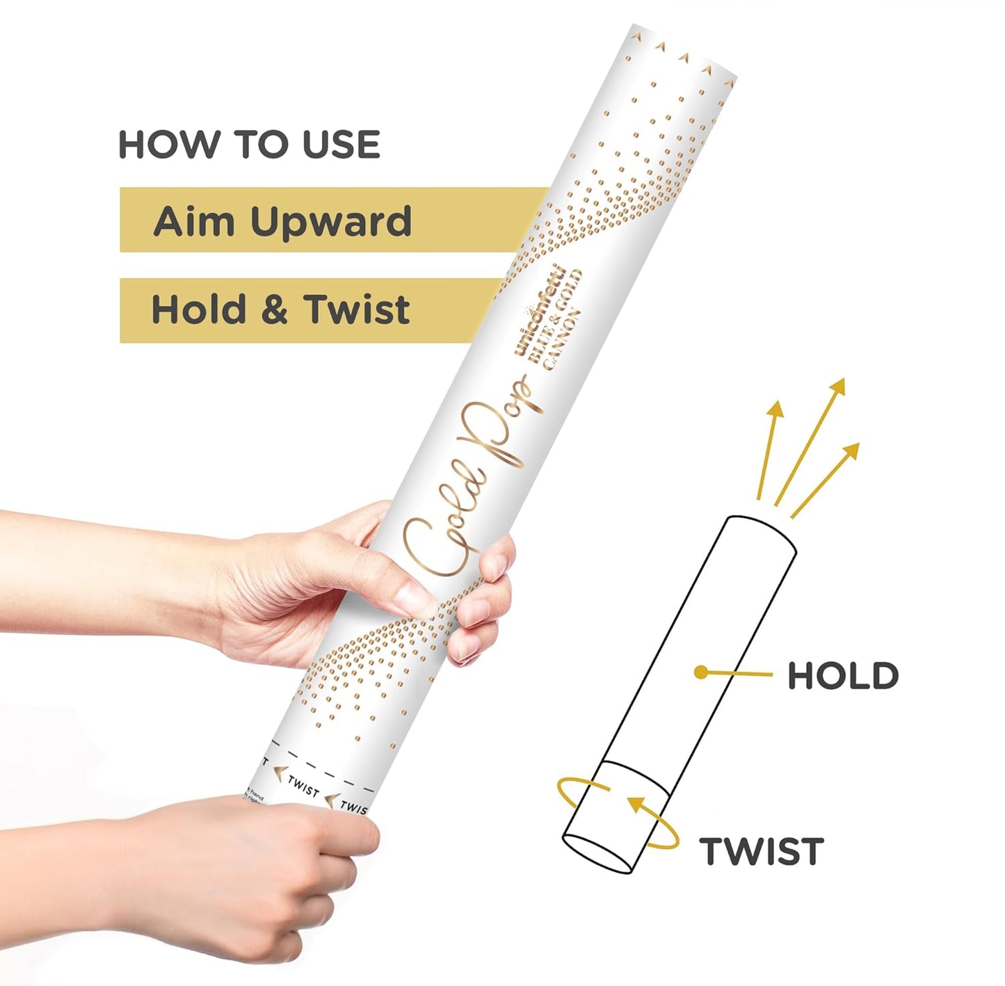 BLUE & GOLD Confetti Poppers - 16" BIODEGRADABLE BLUE & GOLD Confetti Cannon, Party Poppers, Compressed Air Popper, Loud Pop, Confetti Send Off, Wedding Supplies, Wedding Decorations