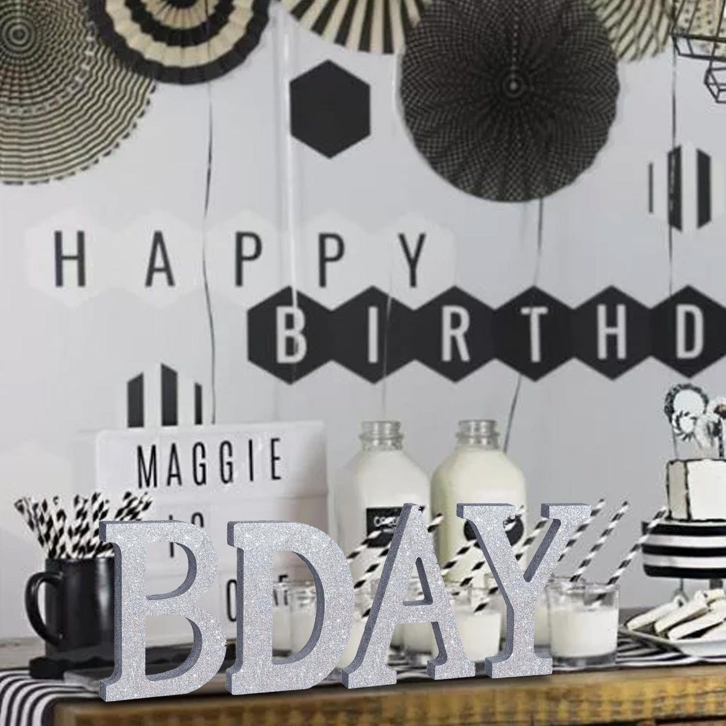 TONIFUL 8 Inch Silver Glitter Letter D Table Centerpiece A-Z Silver Birthday Party Decorations,Silver Alphabet D for Birthday,Chrismas,Graduation,Bridal Shower,Wedding,Anniversary Party Supplies