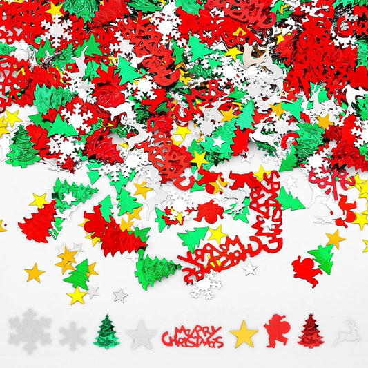 4800pcs Christmas Confetti,Xmas Table Confetti Snowflake Santa Claus Metallic Foil Sequins Glitter Table Scatters for Party Decoration