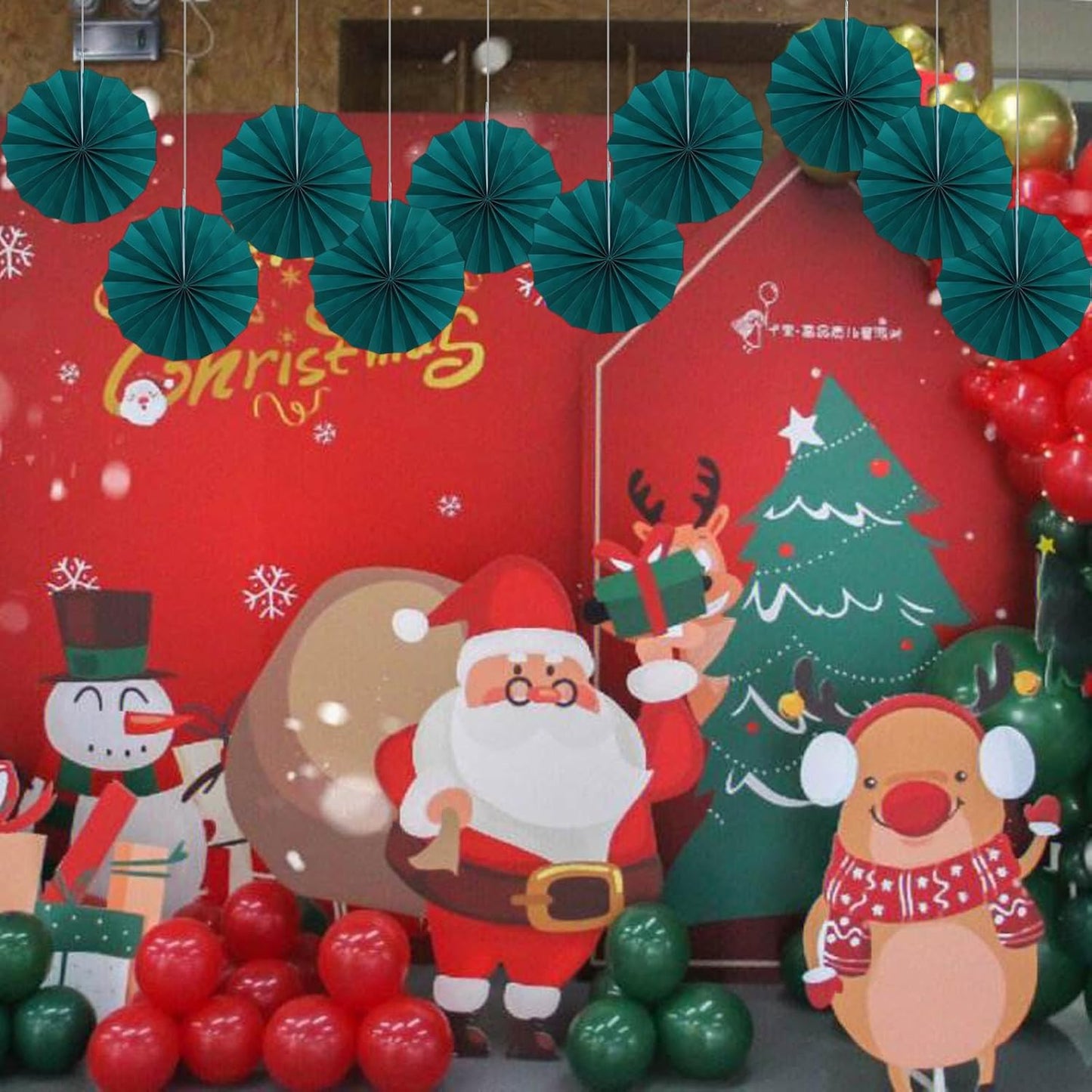 Green Birthday Decorations,DIY Green Paper Fans Hanging Decoration ,Party Supplies Party Fans 8in, Cactus Party Decorations,Wedding Graduation Events Accessories 30 Color DIY Set (Blackish Green)