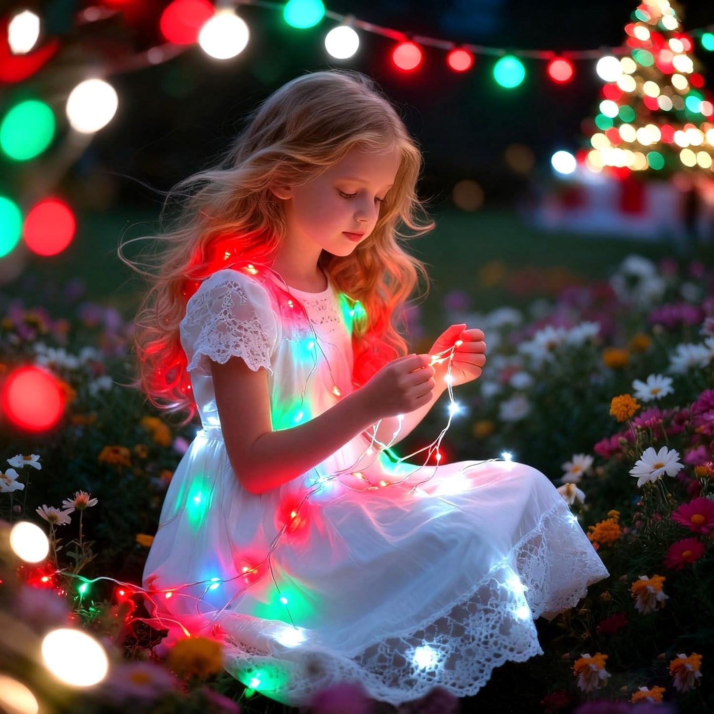 ZNYCYE 6 Pack Fairy Lights Battery Operated, 8.2 Ft 50 LED With Timer, 8 Modes Christmas Lights, Waterproof for Indoor Wedding Decorations (Red Green White)