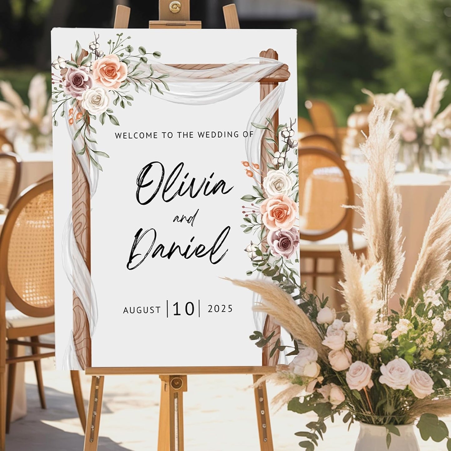 Personalized Welcome Wedding Sign for Celebration Decor, Custom Weddings Reception Signs, Corrugated Plastic for Bride & Groom, Entrance Sign Wedding Canvas, Wall Art for Bridal Party