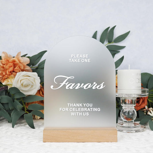 Acrylic Wedding Signs with Wood Stand, 5x7" Frosted Arch Party Favors for Ceremony & Reception, Perfect for Rustic Wedding Decoration, Anniversary, Event