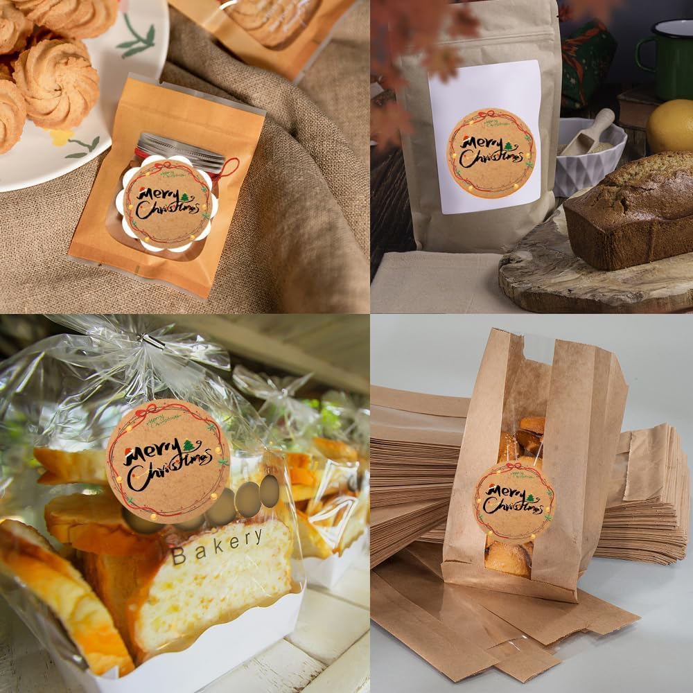 100-1000pcs Custom Stickers Merry Christmas Stickers Personalized Labels Adhesive Xmas Decorative Envelope Seals Stickers for Cards Gift Boxes(VSquare-10)