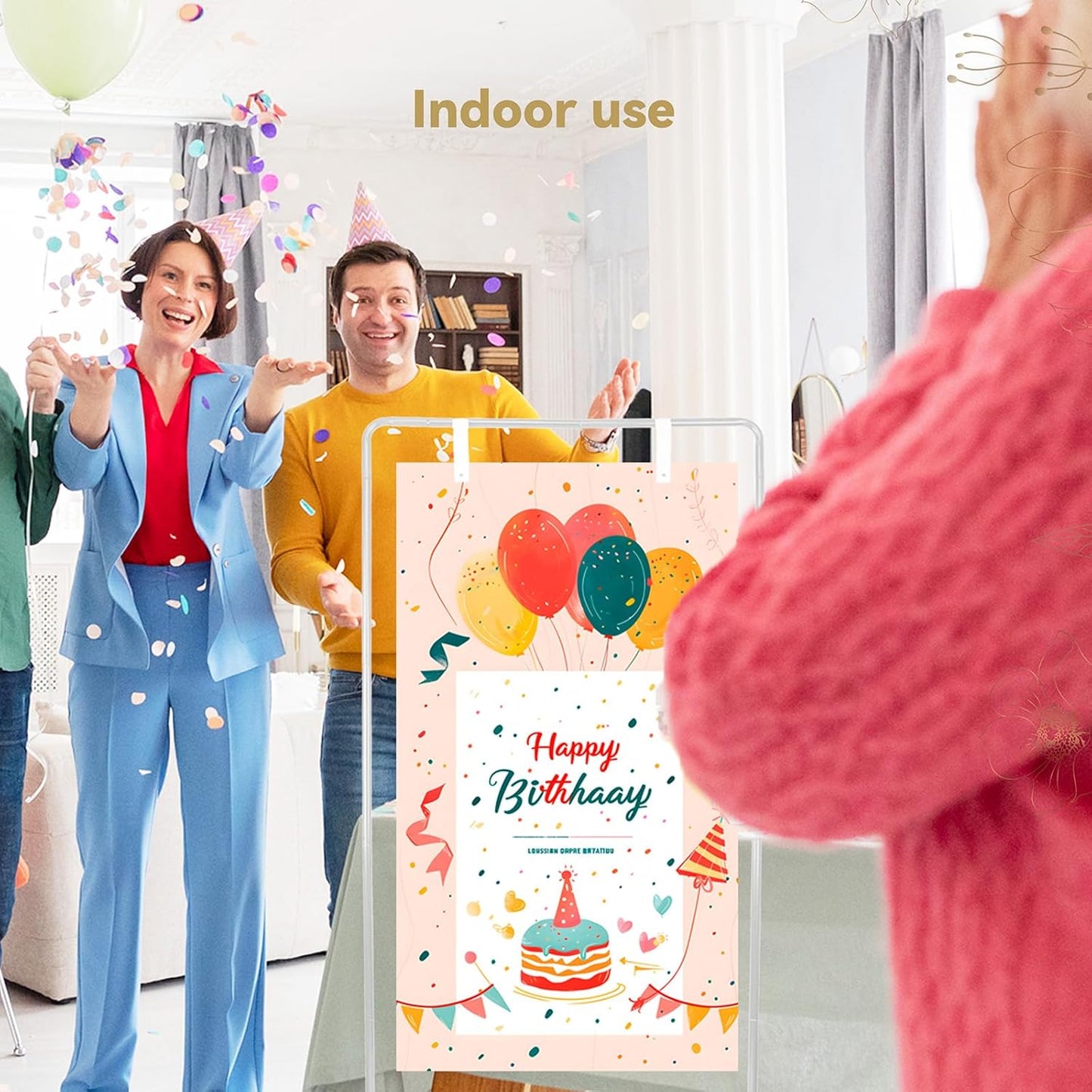 Wedding Sign Holder, Adjustable Welcome Sign Stand w/ Leather Hanging Strap, Satin Ribbon & Carry-on Bag, Heavy Duty Easel Stand for Wedding Seating Chart, Display & Poster (White)