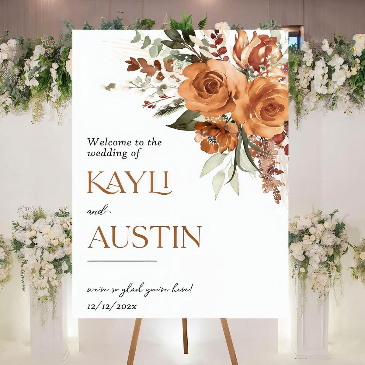 Personalized Welcome To Our Wedding Sign, Wedding Decorations, Flowers Wedding Sign #16, Vesion 16