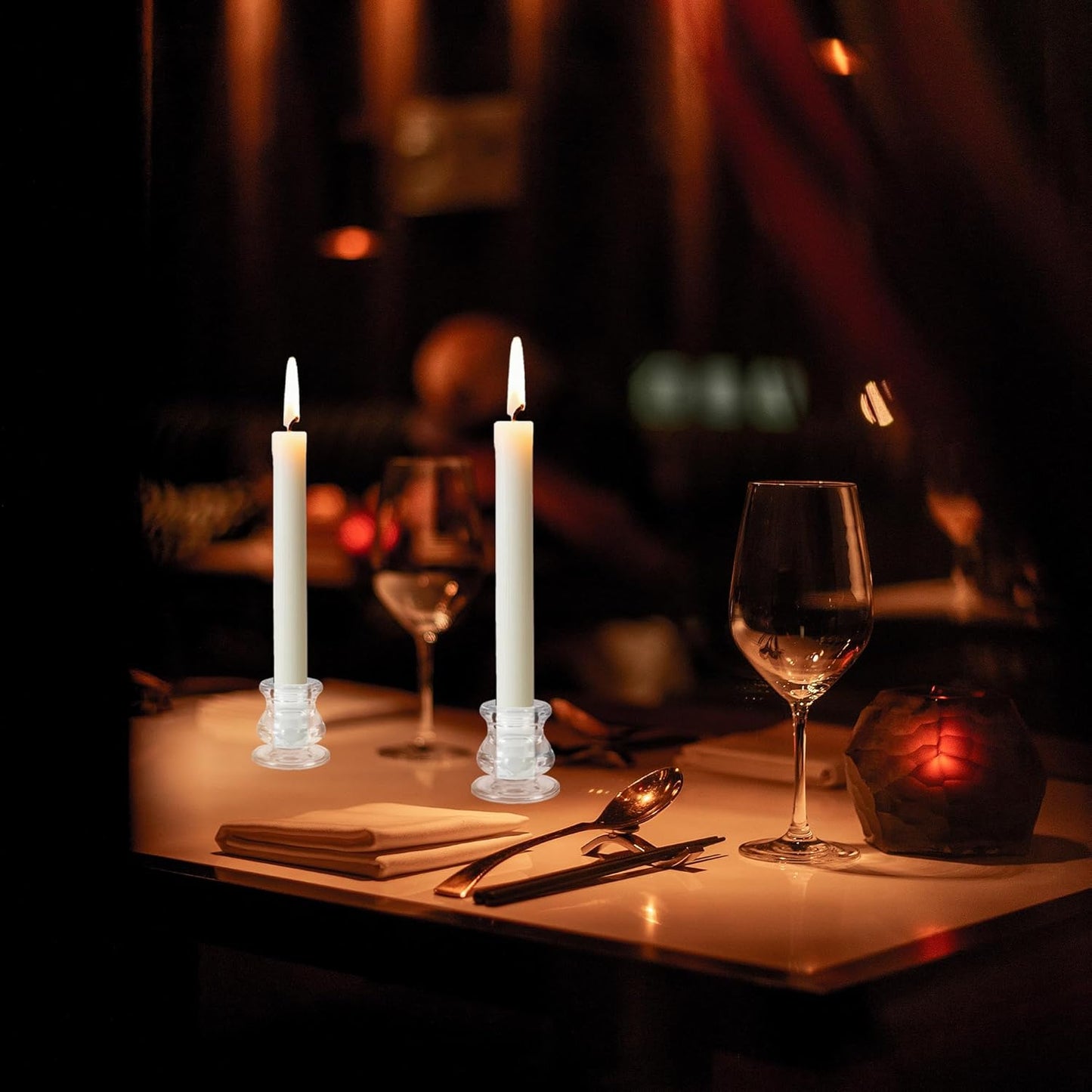 Garvee 24PCS Clear Glass Candlestick Holders Bulk, 2.2" H Taper Candle Holders for Wedding, Party, Dining Table and Holiday Decoration