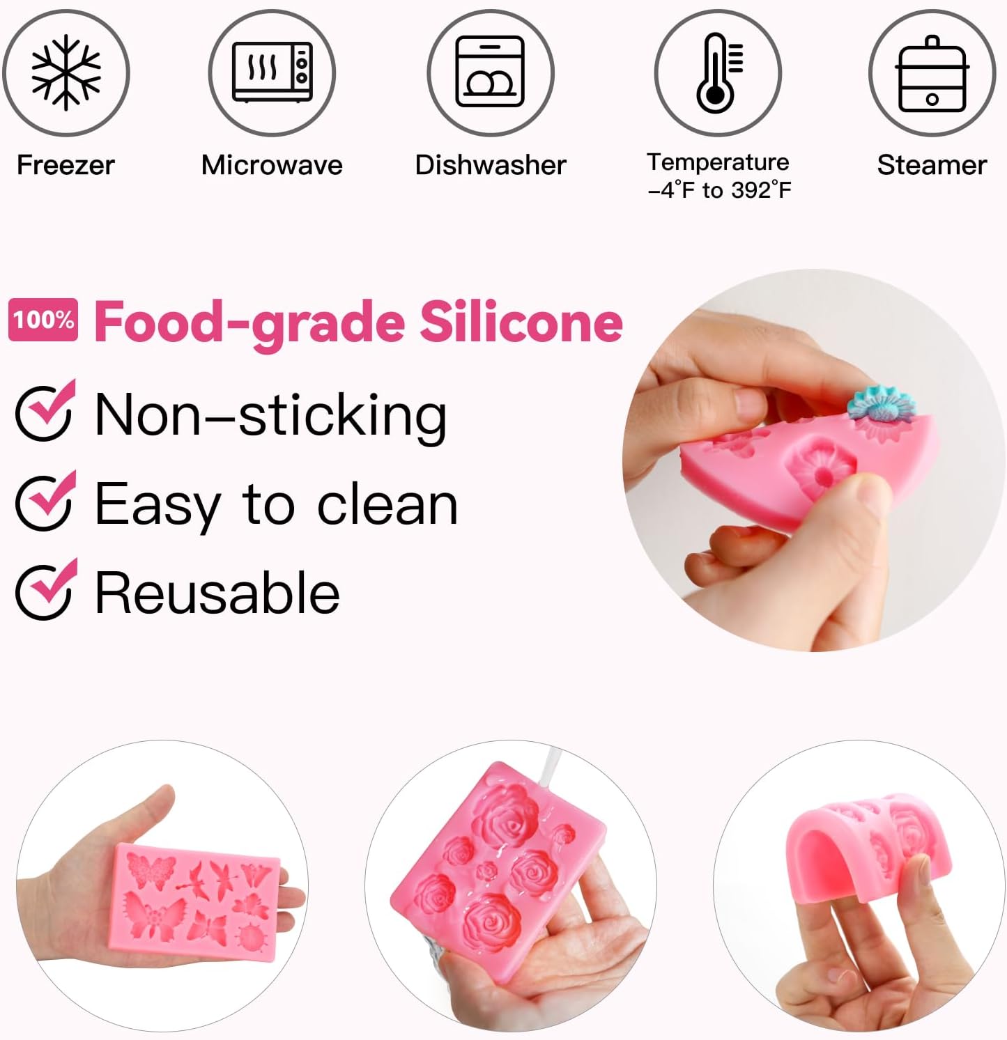 Flower Silicone Molds, Butterfly Silicone Molds Polymer Clay Mold Fondant Cake Mold for Cupcake Cake Decoration DIY Crafts