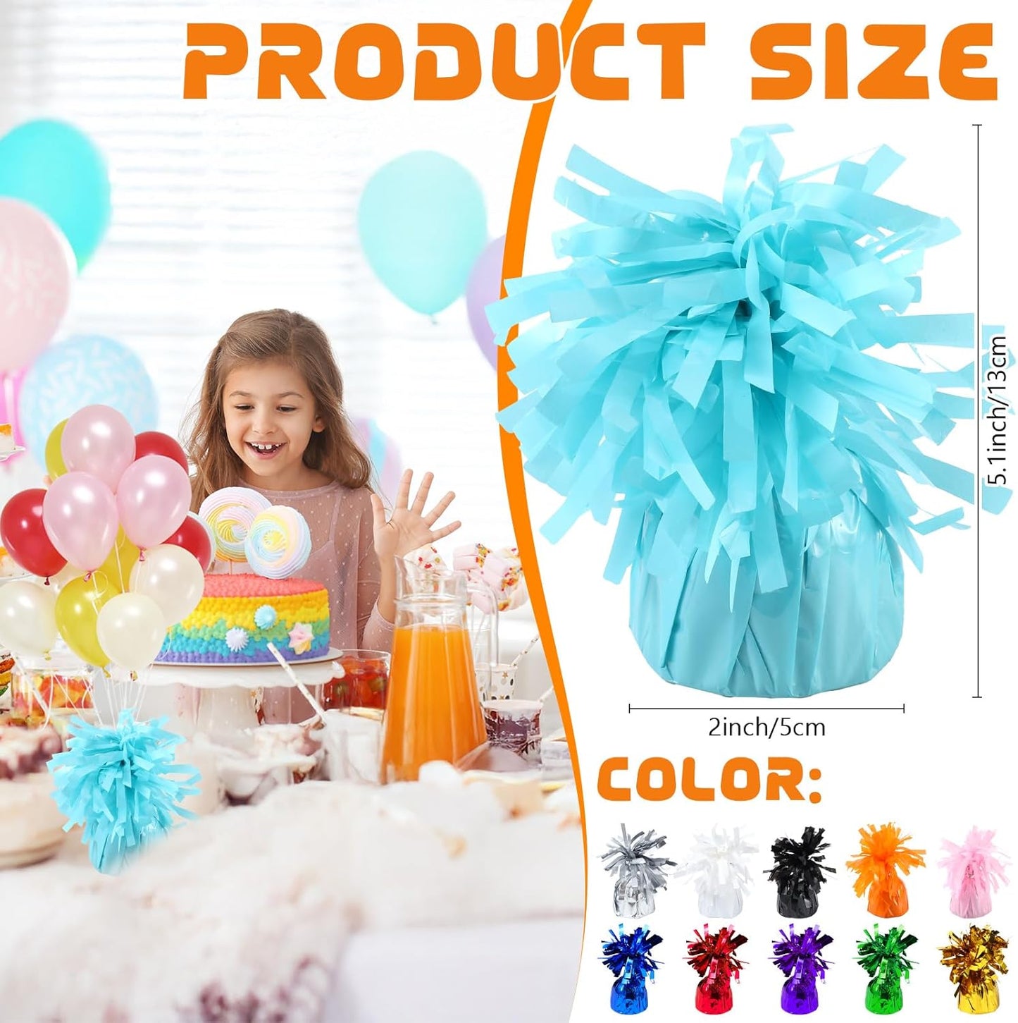 8 Pcs Baby Blue Metallic Balloon Weights Holder Anchors Balloon Holder Weights for Helium Balloons Birthday Graduation Party Christmas Wedding Celebration Decoration (Baby Blue)