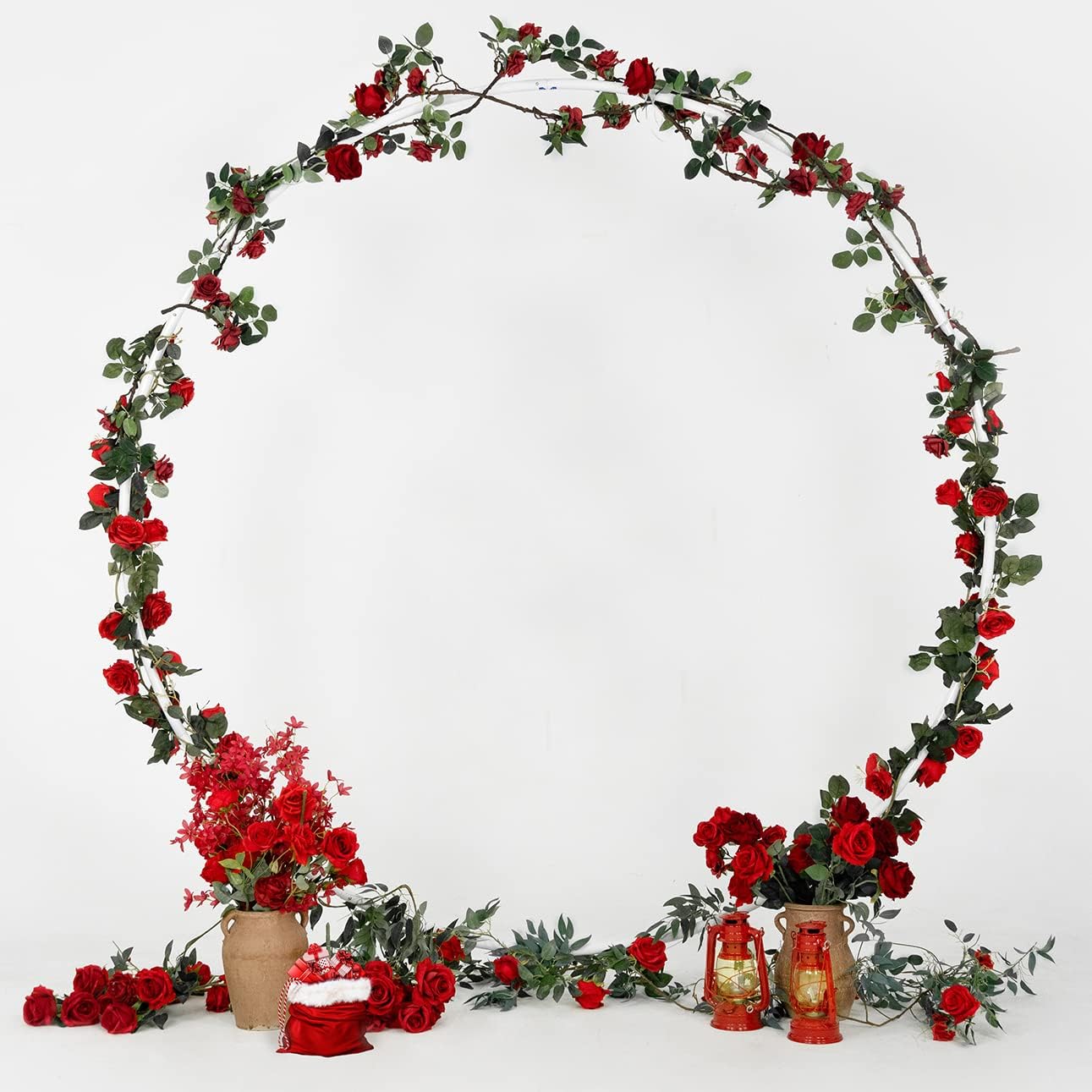 Round Backdrop Stand Circle Arch, 6.5ft White Metal Balloon Arch Kit for Party Decoration Wedding Arch Flower Ring Stand Harfirbe