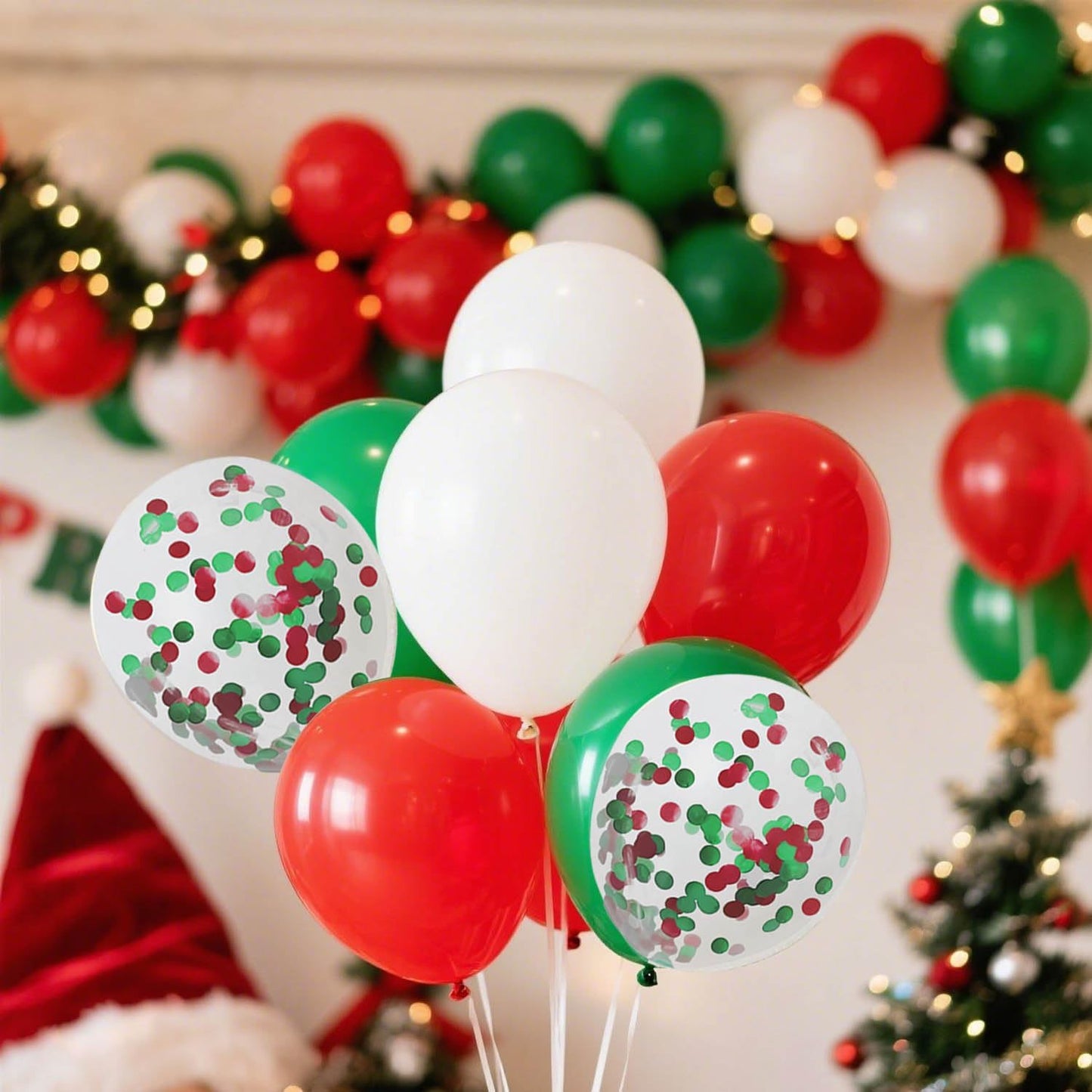 Red White and Green Round Foil Metallic Confetti for Fill Balloons, Wedding, Birthday, Christmas Party, Festival Decoration(8000PCS)