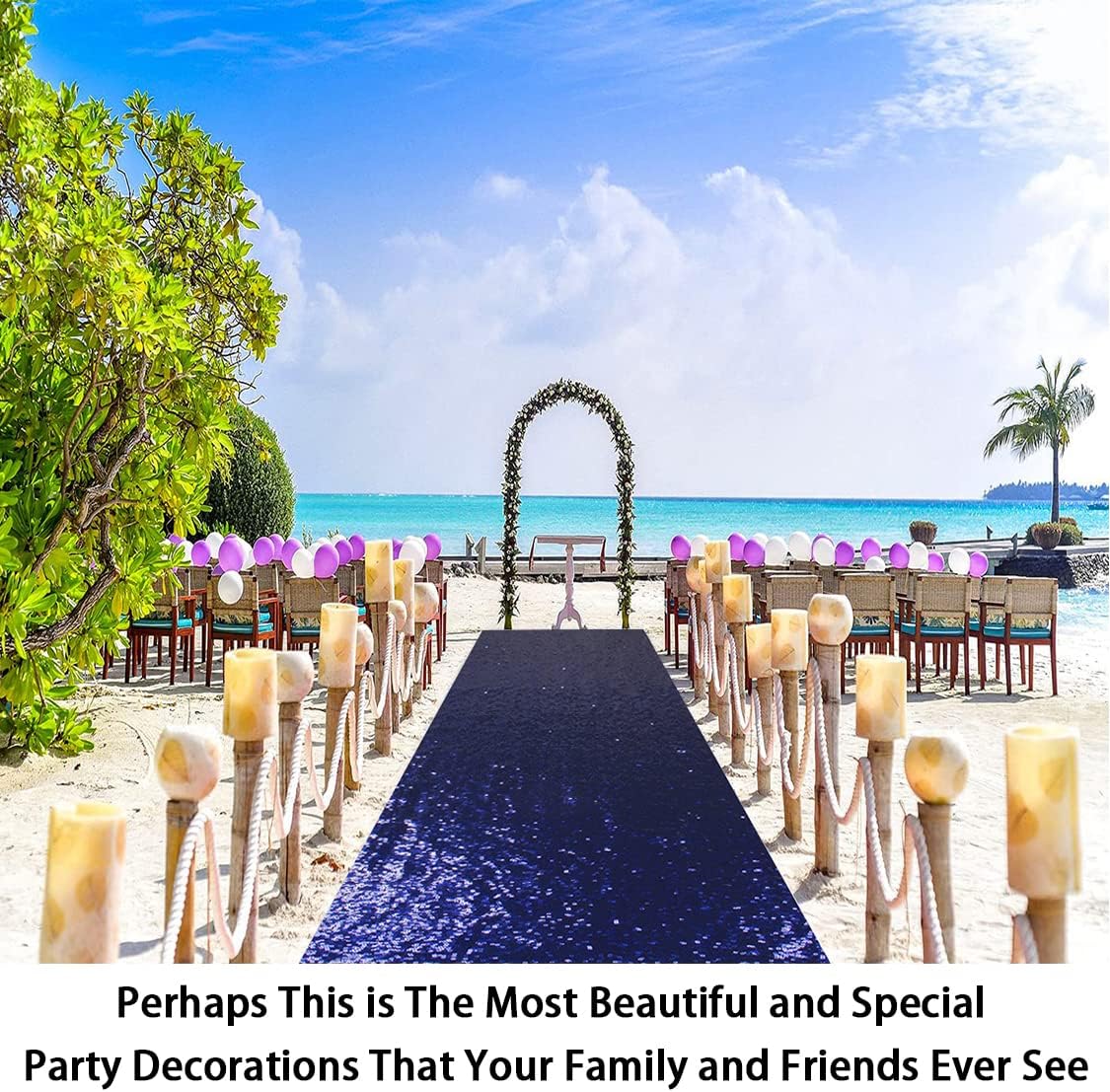 ShinyBeauty Sequin Aisle Runners 2Ft x 15Ft Navy Carpet Runner for Party Glitter Runner for Wedding N116