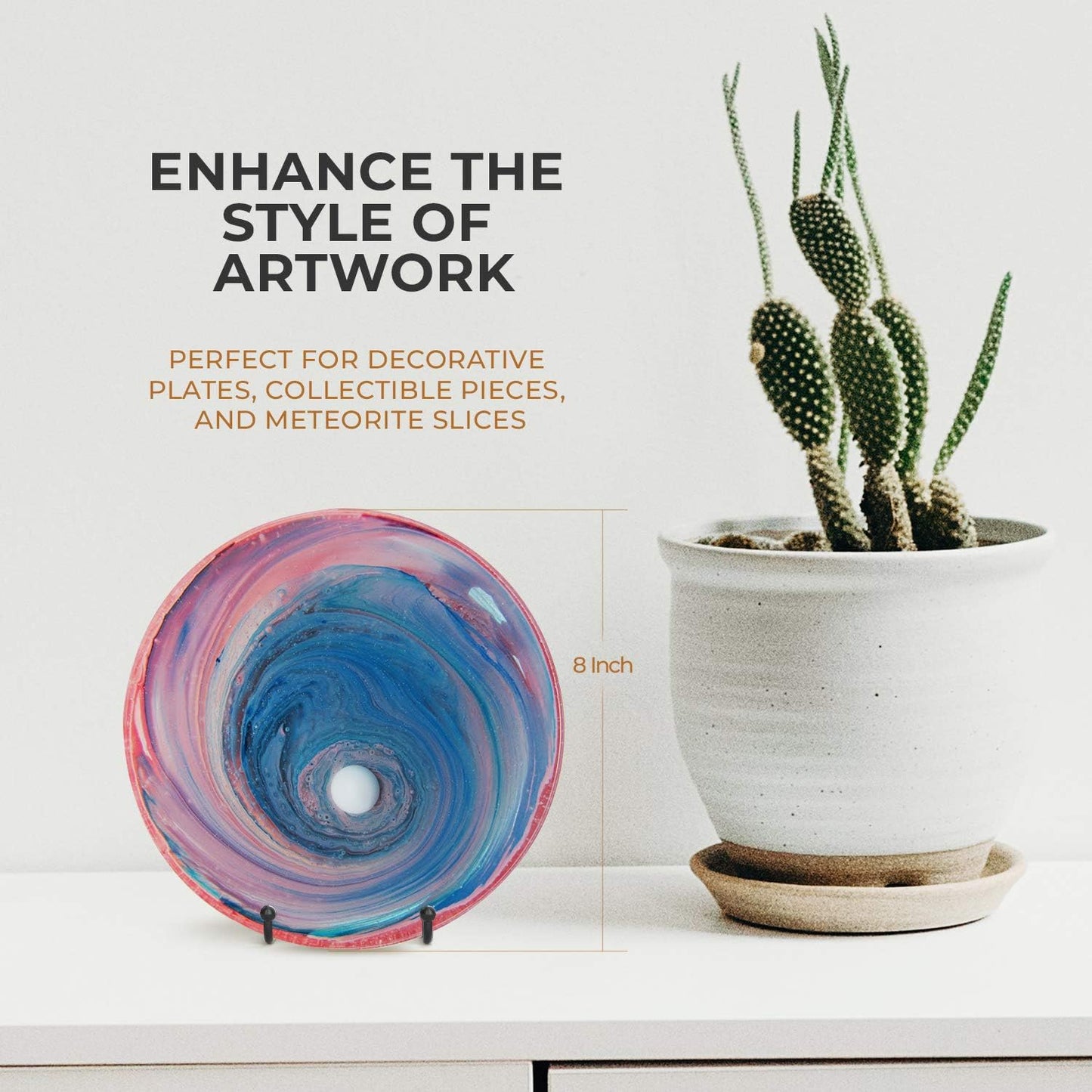 TR-LIFE Plate Stands for Display - 3 Inch Plate Holder Display Stand + Metal Frame Holder Stand for Picture, Decorative Plate, Book, Photo Easel (2 Pack)