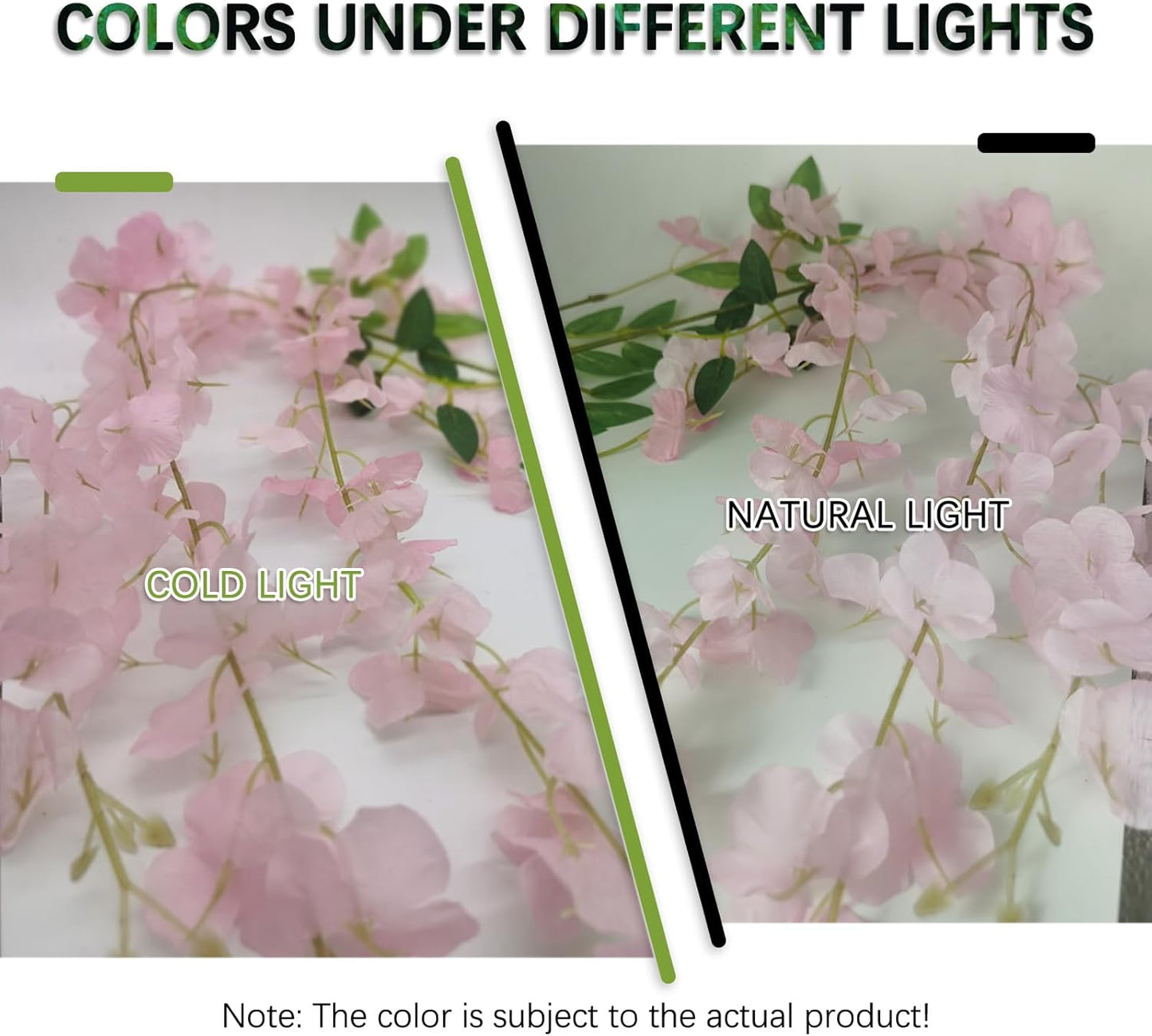 24 Pack Pink Wisteria Hanging Flowers Garland, 3.77 Feet Artificial Flower Vines, Fake Wisteria, Artificial Vines Hanging Garland for Backdrop Outdoor Yard Garden Decor