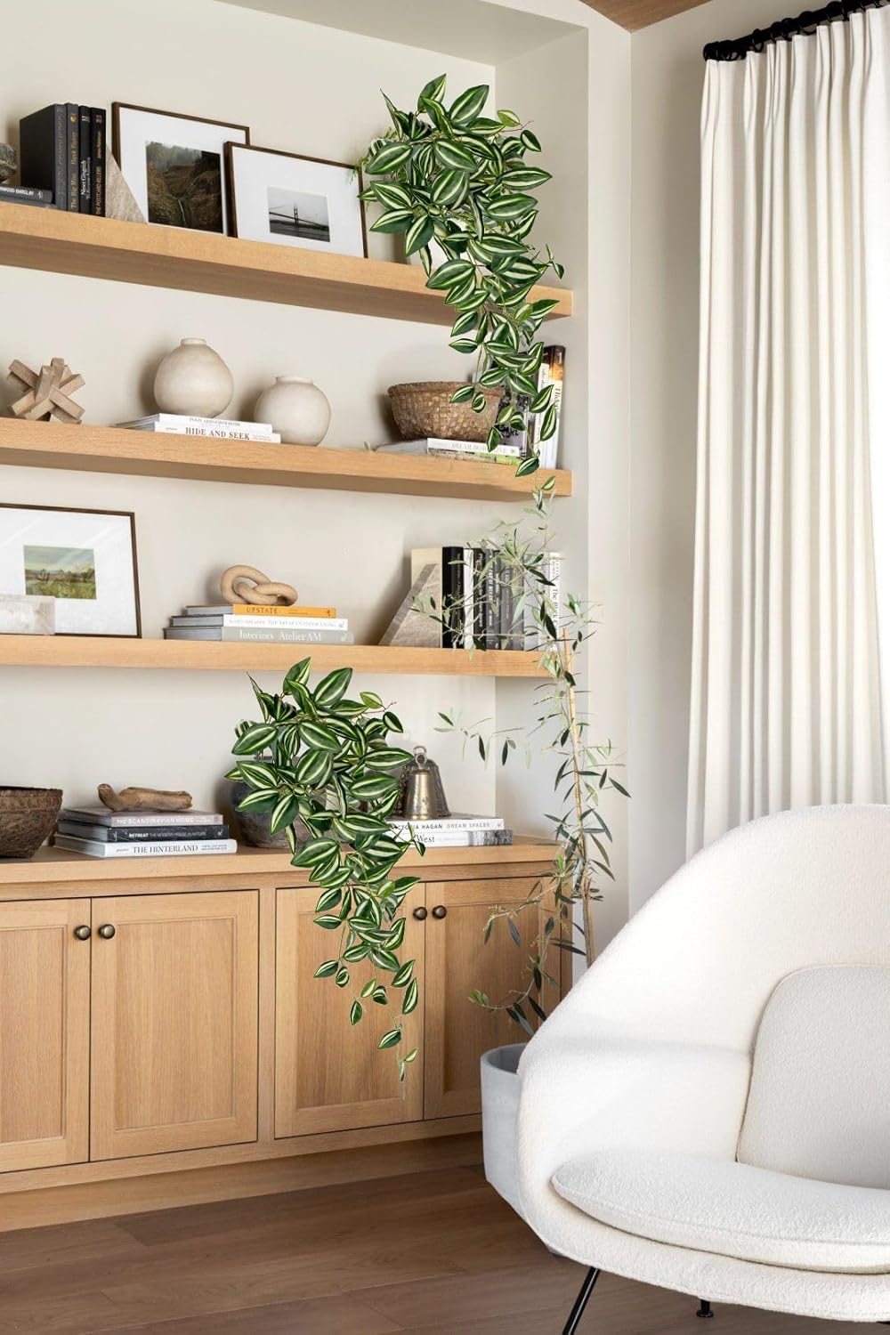 DILATATA Fake Hanging Plants Artificial Hanging Plants 26" Faux Wandering Jew Hanging Leaves Plants for Wall Shelf Home Indoor Outdoor Decor - 2 Pack