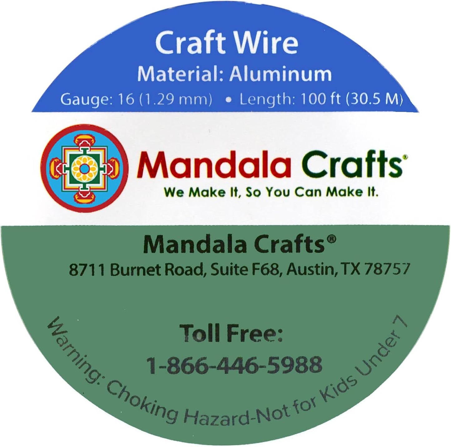 Mandala Crafts 16 Gauge Anodized Aluminum Craft Wire for Jewelry Making - 100 FT Colored Flexible Bondi Blue Wire - Bendable for Bonsai Armature Crafting Sculpting