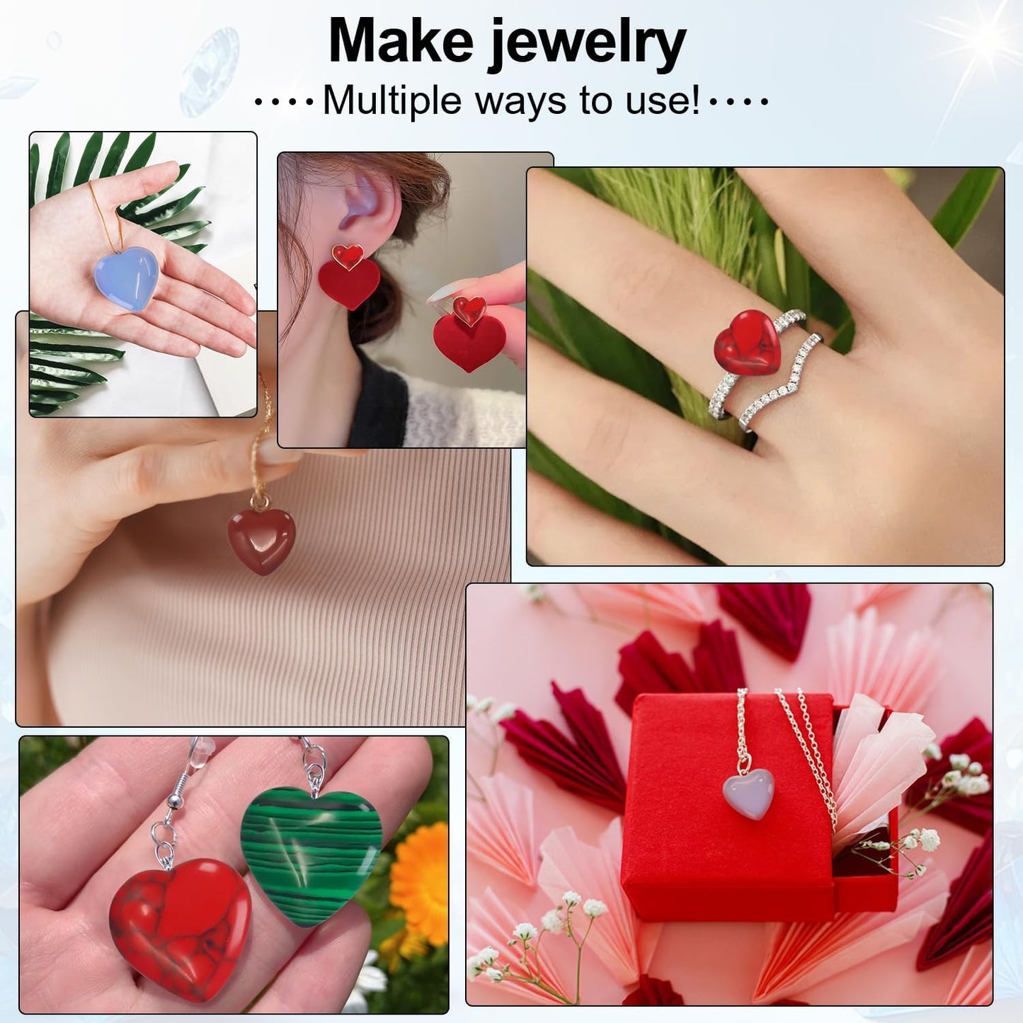 Healing Crystals,Virekm 30PCS Heart Healing Crystals Amethyst Heart Love Stones Set Palm Thumb Gemstones Chakra Reiki Balancing Gifts for Men Women (Colorful - 30 PCS)