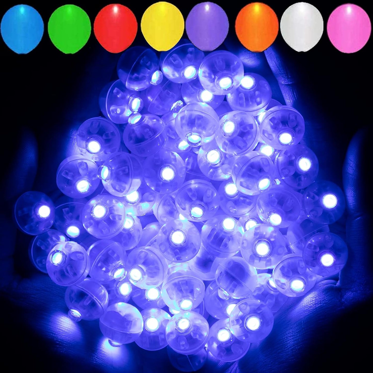 Aogist 50pcs Blue Balloon Lights,Long Standby Time Waterproof Mini Light,Battery Powered,Round LED Ball Lamp for Latex Balloon Paper Lantern Party Wedding Festival Christmas Halloween Decorative