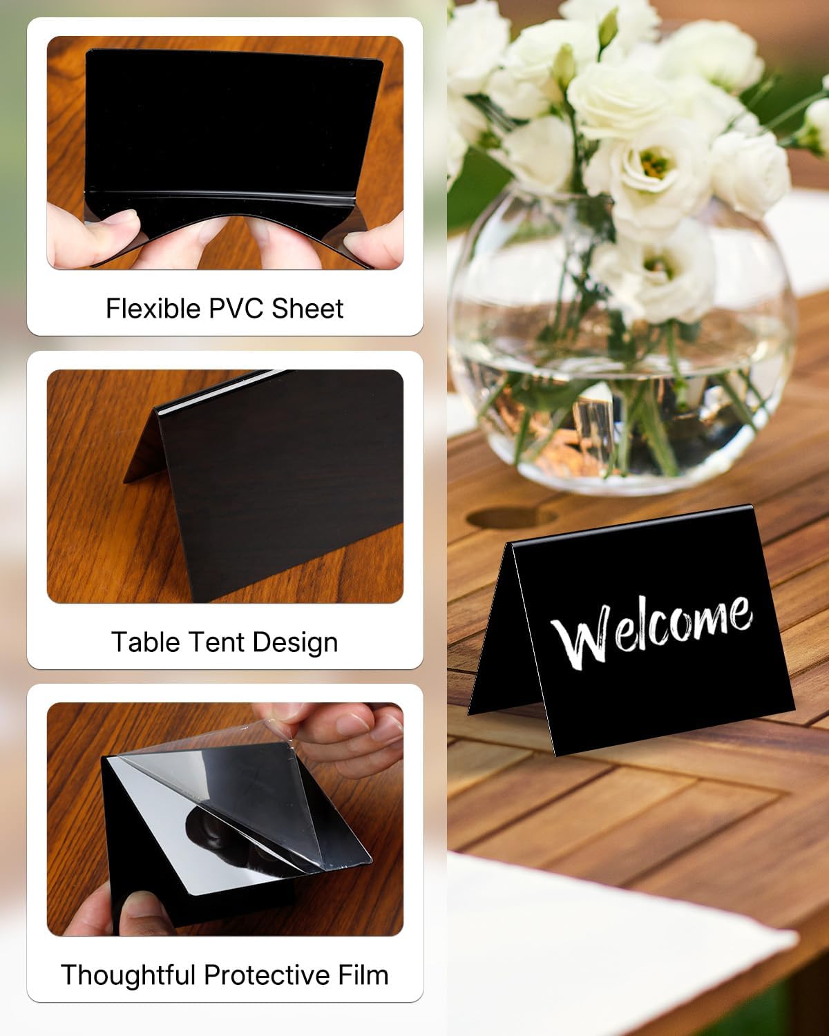 Uniclife 20 Pack Mini Chalkboard Signs for Food, Small Chalkboard Signs with Chalk Markers, Reusable Glossy PVC Food Signs Food Labels for Party Buffet Wedding, Blackboard Place Cards Table Signs