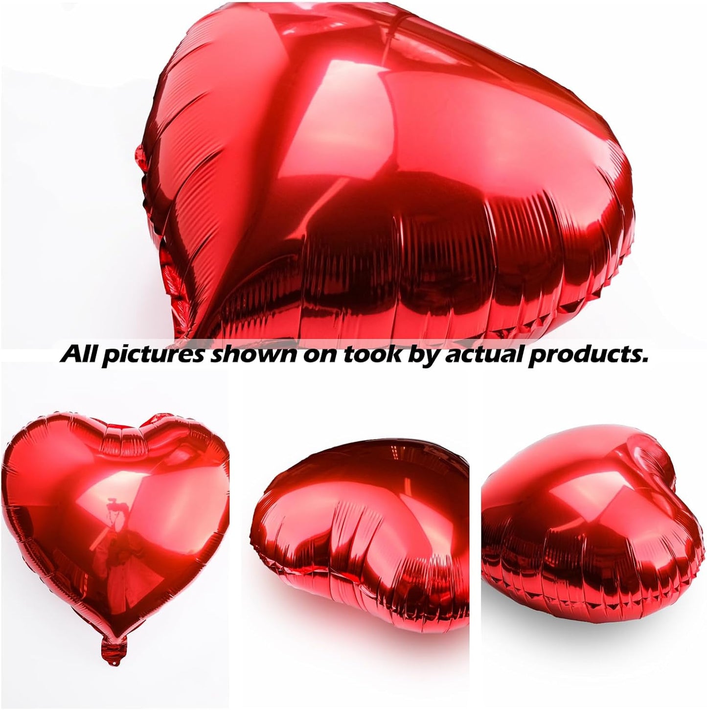 Big Red Heart Foil Balloons, Big Giant Jumbo Heart Shaped Mylar Aluminium Decoration for Girl Valentine's Day Surprise Birthday Wedding (Red, 32" Pack of 8)