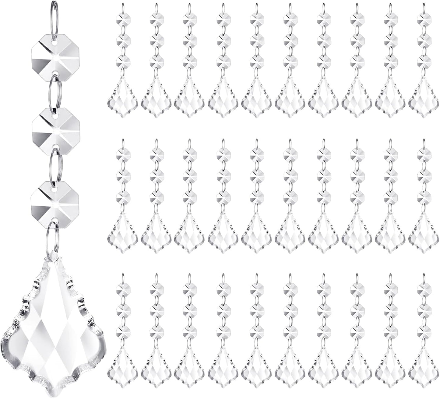 Nuenen 100 Pcs Hanging Crystals for Centerpieces Acrylic Chandelier Garland Beads Strands Prism Decorations Clear Teardrop Chandelier Crystals Pendant Wedding Home Garden Outdoor Ornaments(Maple Leaf)