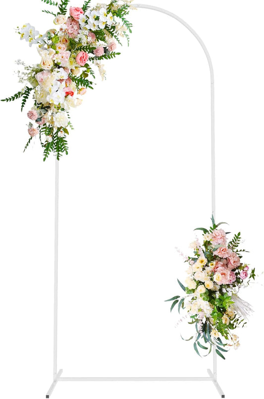 Wokceer Wedding Arch Backdrop Stand, 6 FT Square White Metal Arch Backdrop Stand for Wedding Ceremony Photo Booth, Outdoor Indoor Birthday Party, Garden Floral Balloon Arch Decoration
