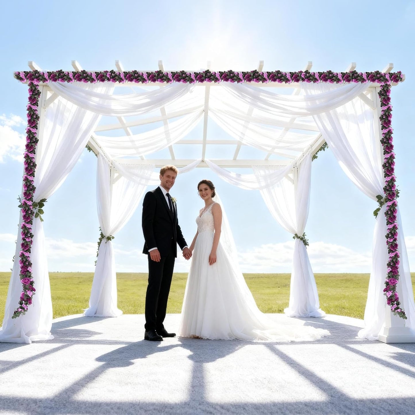 5 Pcs 41FT Flower Garland, Artificial Rose Garland Flowers Plants Fake Flower Hanging Rose Ivy, Birthday Party Valentine's Day Wedding Wall Arch Decor（Purple）