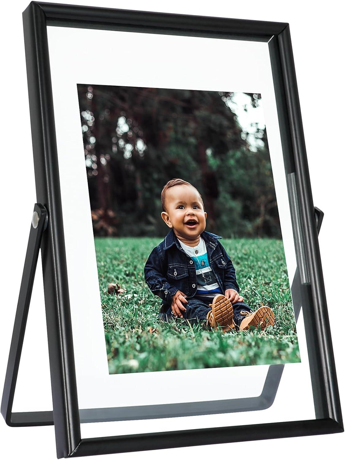 Black Floating Frame (4"x6",Vertical), For Picture 3.5x5, 2x3, 1x2, Tabletop Shelf Photo Frame, Classy Gift For Festival, Wedding, Home or Office Décor