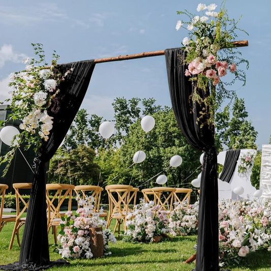Black Wedding Arch Draping Fabric 29" x 20 FT Black Drapes for Backdrop Sheer Curtains Wedding Drapes for Romantic Bridal Baby Shower Decorations Ceremony Birthday Party Fall Outdoor Events