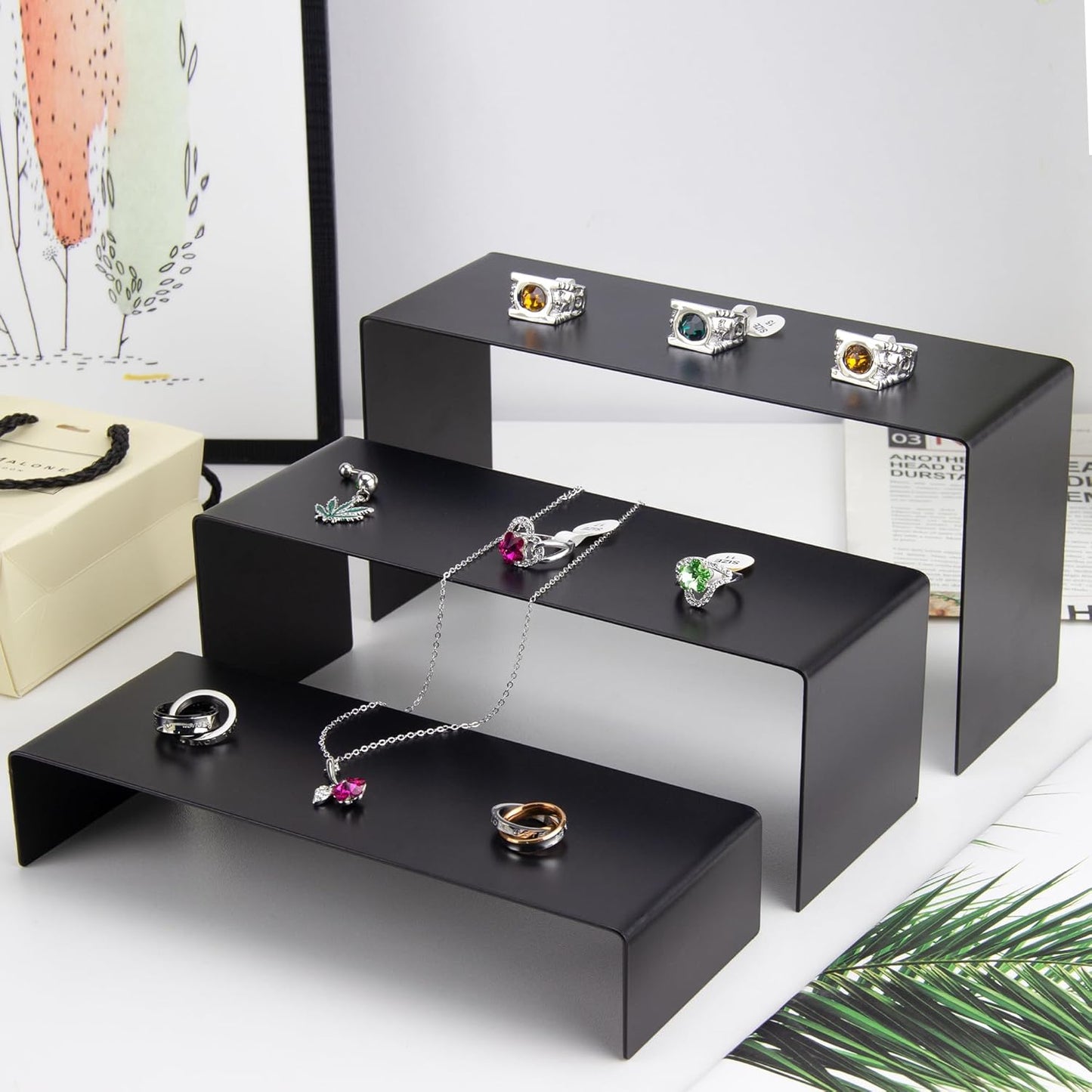 ihomecooker 6 Pc Metal Display Risers Showcase for Shoe Risers Retail Stand Cupcake Stand Dessert Stand (Black)