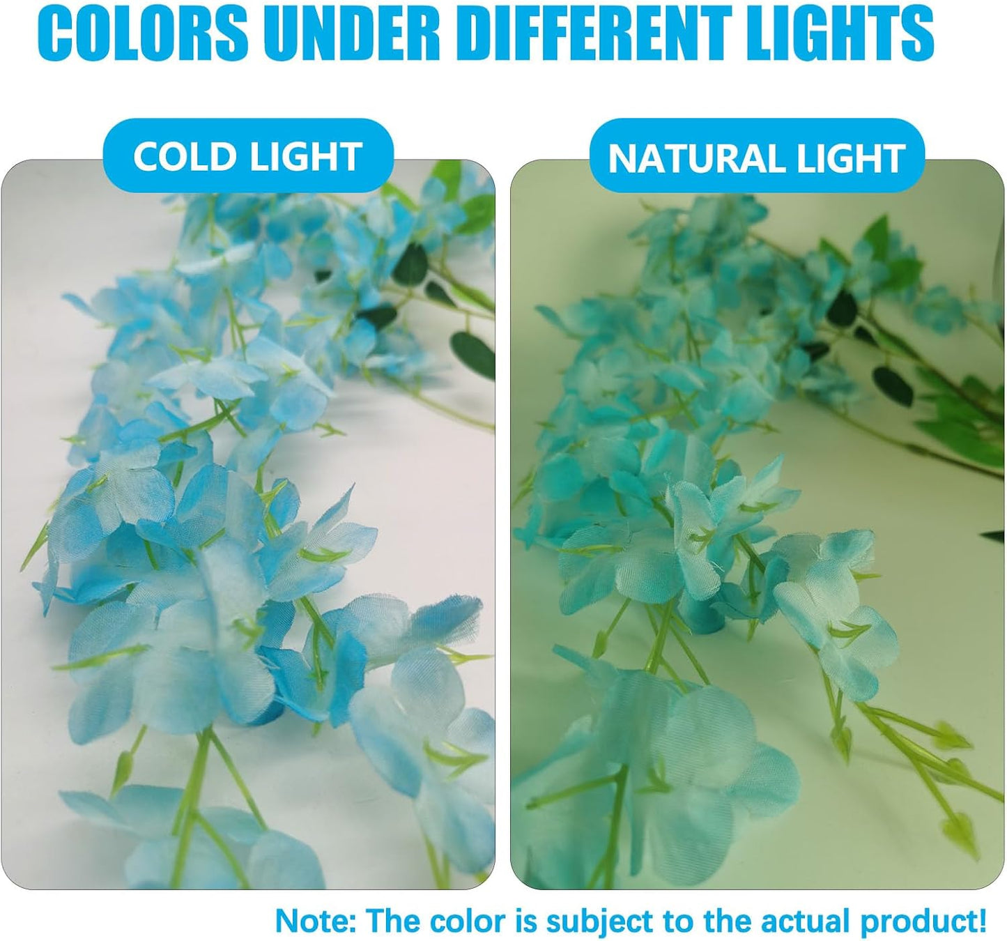 5 Pack Lake Blue Wisteria Hanging Flowers, 3.4 Ft Fake Hanging Flowers, Artificial Wisteria Garland Vines for Wedding Room Backdrop Outdoor Patio Garden Decoration