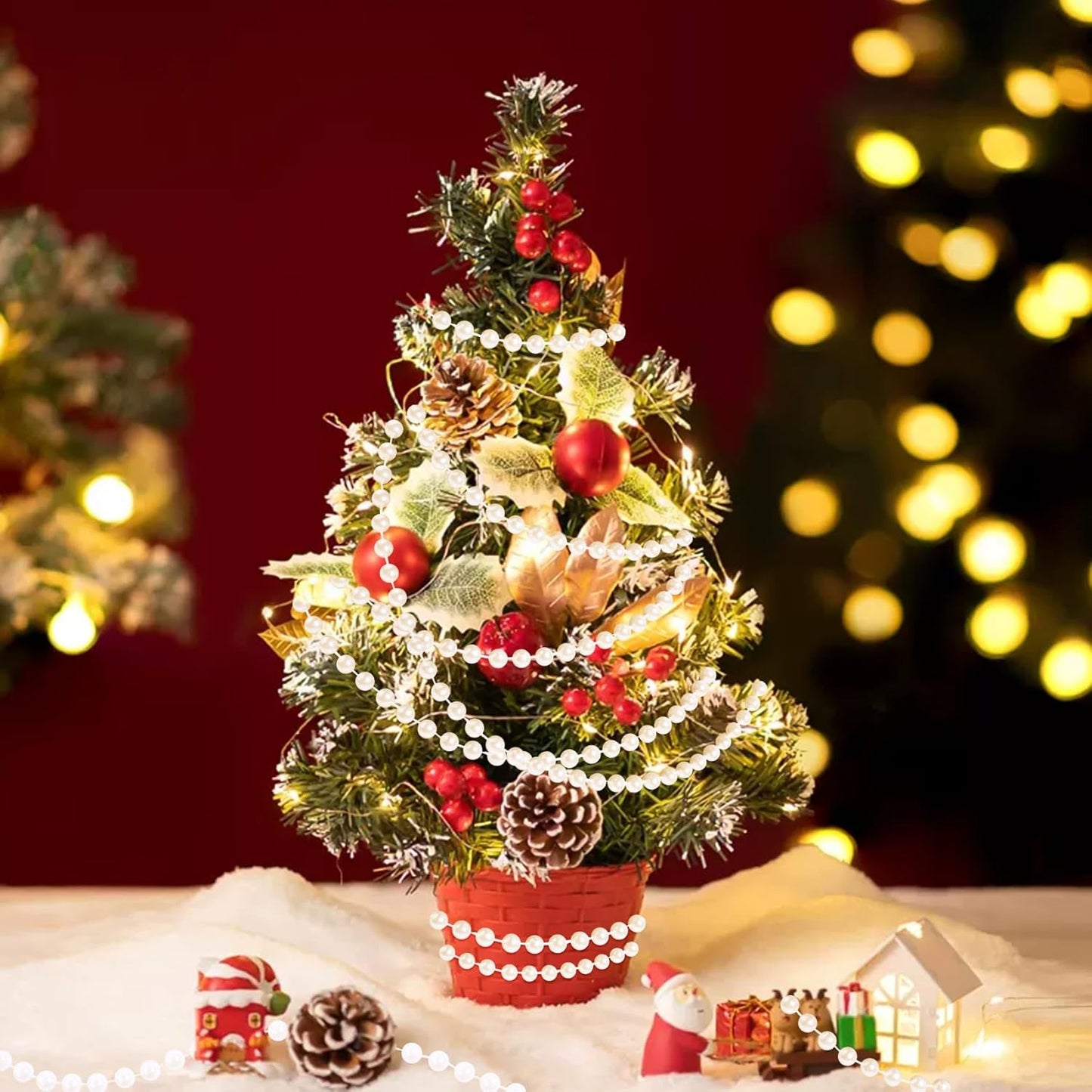 Pearls String Beads 33 Feet Crafts Faux Pearl Roll for Christmas Garland Flowers Wedding Party Jewelry Decoration(3mm Ivory)