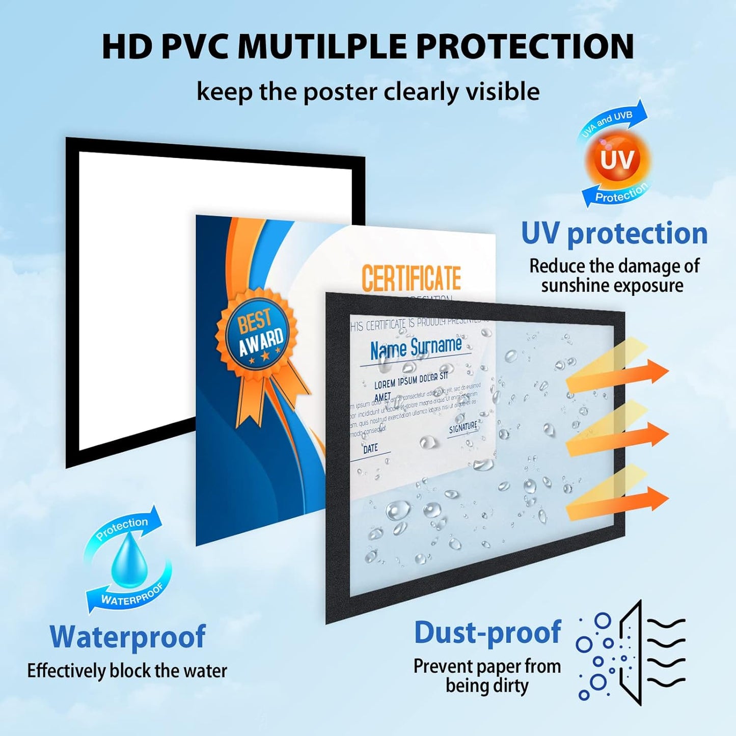 8.5" x 11" Magnetic Self-Adhesive Display Frame, Double Sided Window Magnetic Sign Holder with Clear PVC and Strong Magnetic for Office/Home/Store/Door/Glass/Wall Display Frame (Black, 2Pack)