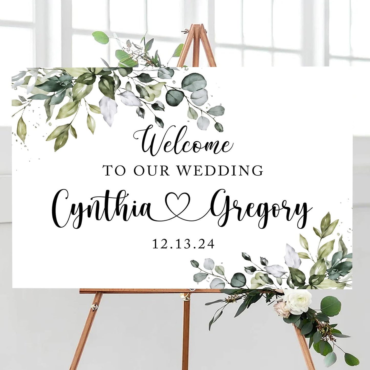 Custom Eucalyptus Wedding Welcome Sign Template, Elegant Eucalyptus Printable Sign for Ceremony or Reception