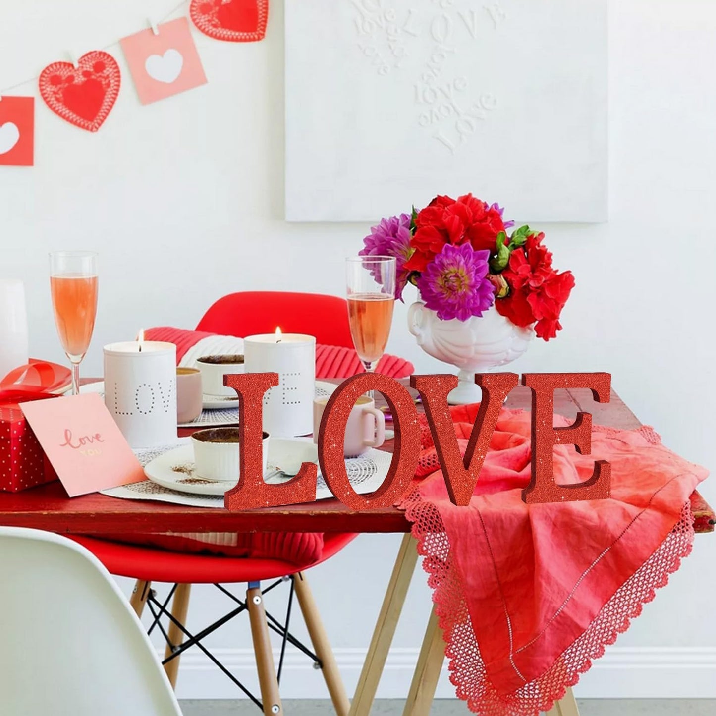 TONIFUL 8 Inch Red Glitter Letter O Table Centerpiece A-Z Red Birthday Party Decorations,Red Alphabet O for Birthday,Chrismas,Graduation,Bridal Shower,Wedding,Anniversary Party Supplies