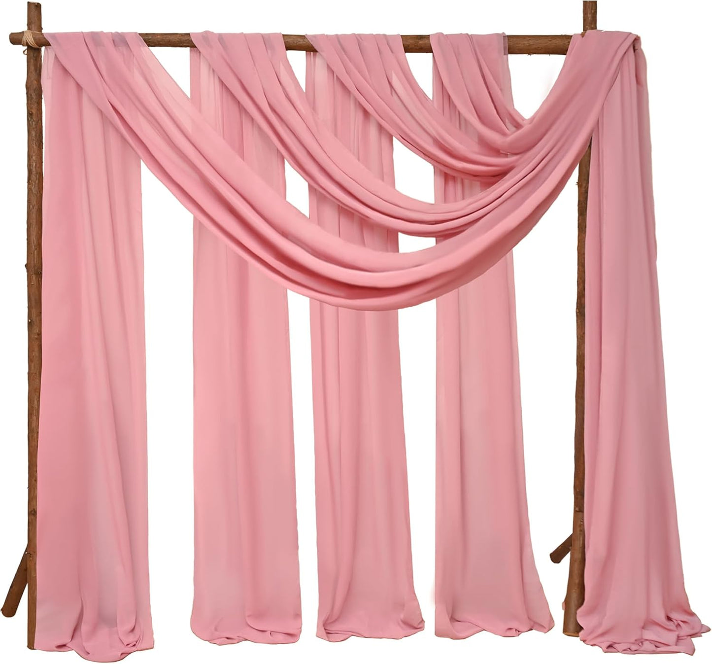 8 Panels Wedding Arch Draping Fabric 28" x 20Ft Wedding Arch Drapes Chiffon Fabric Drape Sheer Backdrop Curtain for Weddings Party Ceremony Birthday Arbor Drapery Reception Ceiling Décor(Dusty Rose)