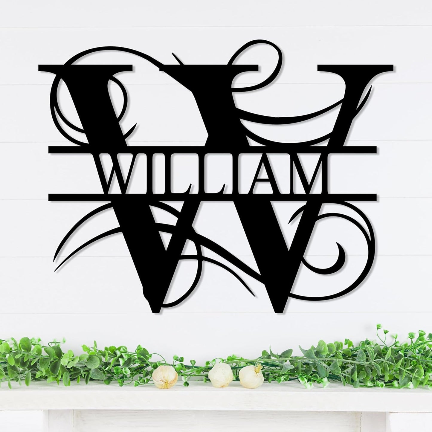 Personalized Metal Name Signs, Split Letter Monogram Wall Decor, Custom Last Name Sign, Family Name Sign for Outdoor, Personalized Wedding Gift, Garden Decor, Metal Wall Art, Housewarming Gift (MonogramDesign_6)